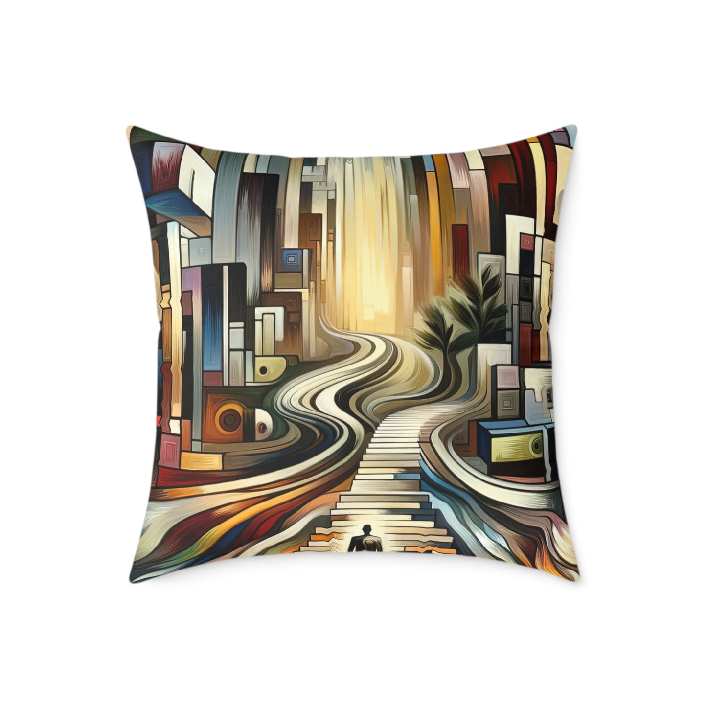Relatable Journey Abstraction Spun Polyester Pillow