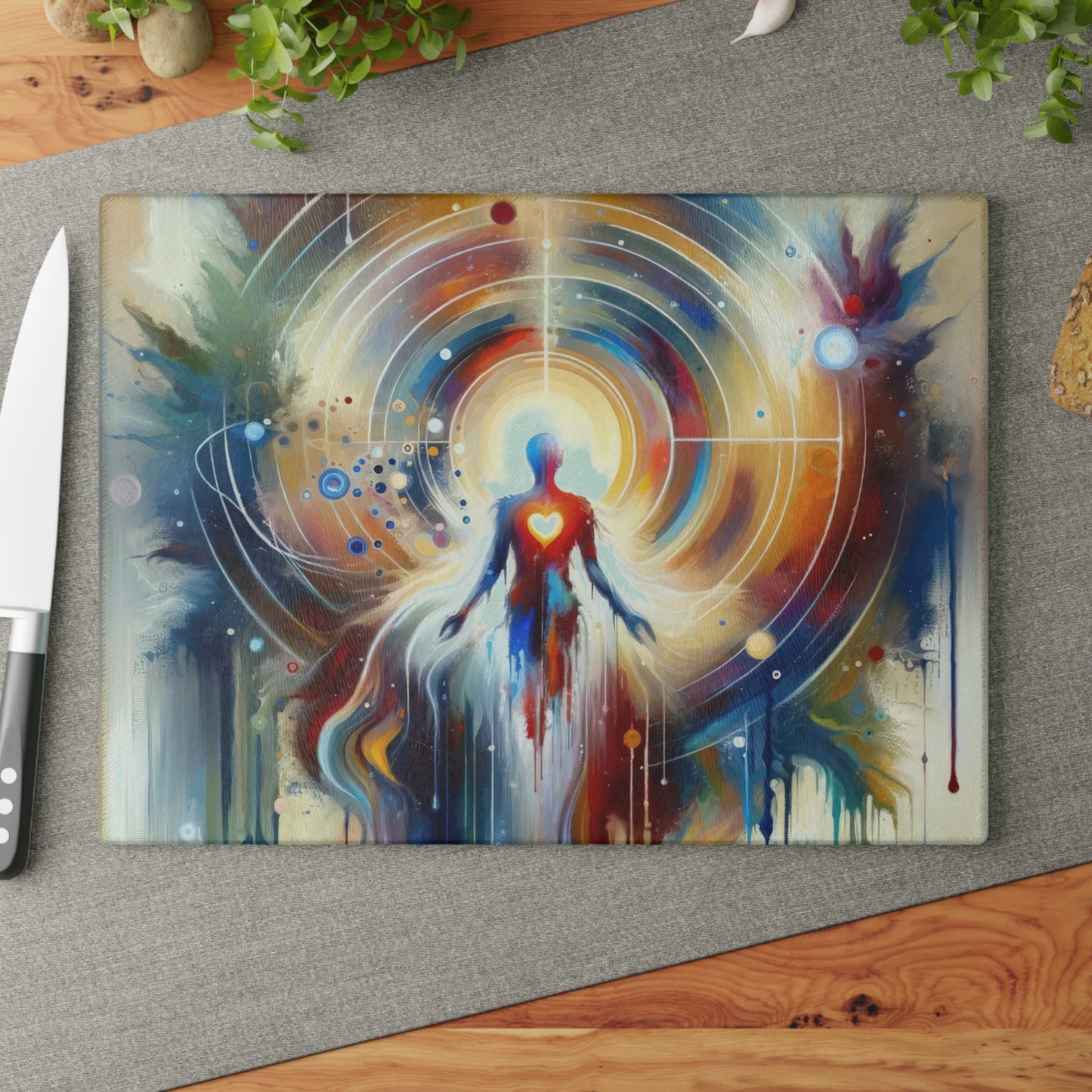 Unified Heart Awakening Glass Cutting Board