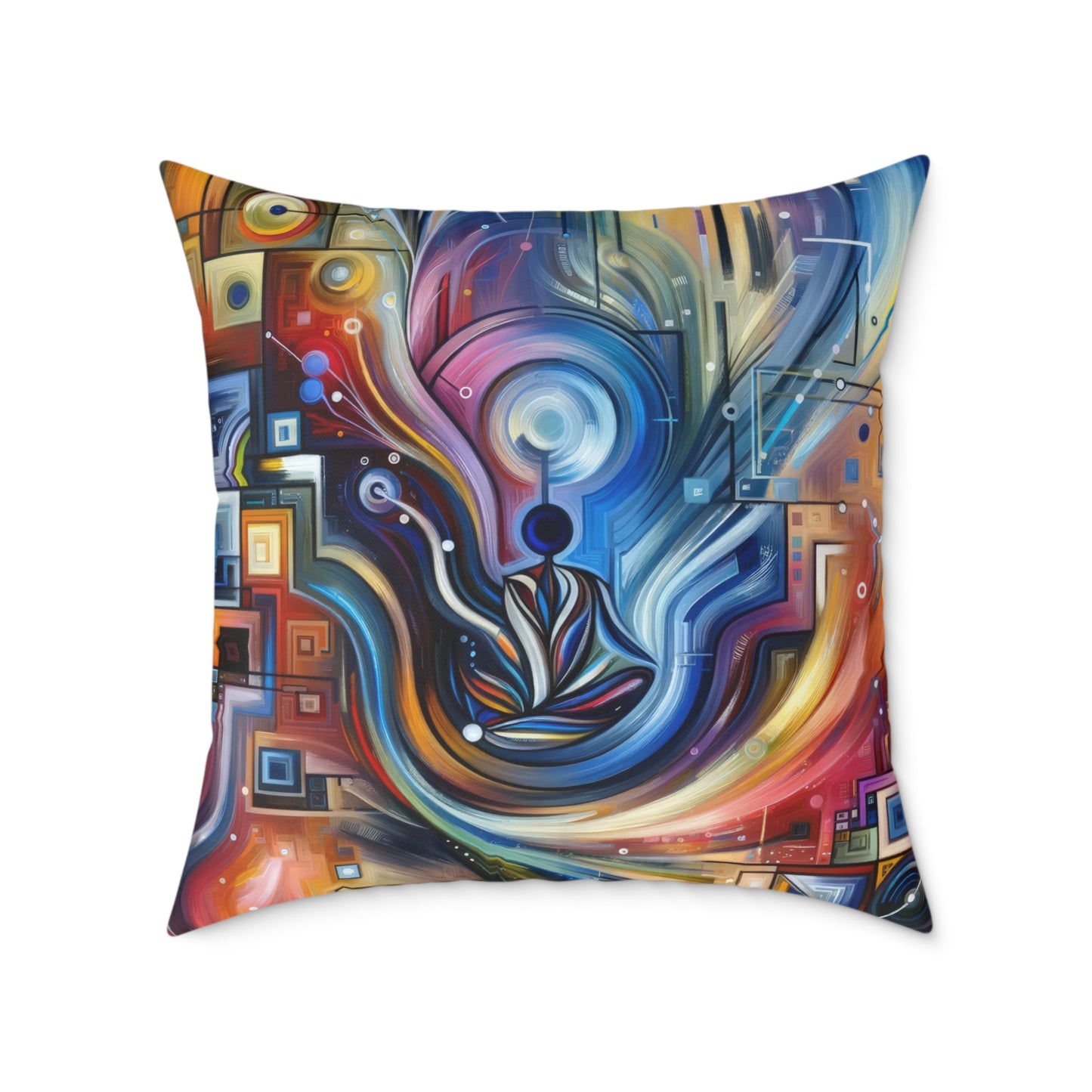 Digital Mindfulness Abstract Spun Polyester Pillow