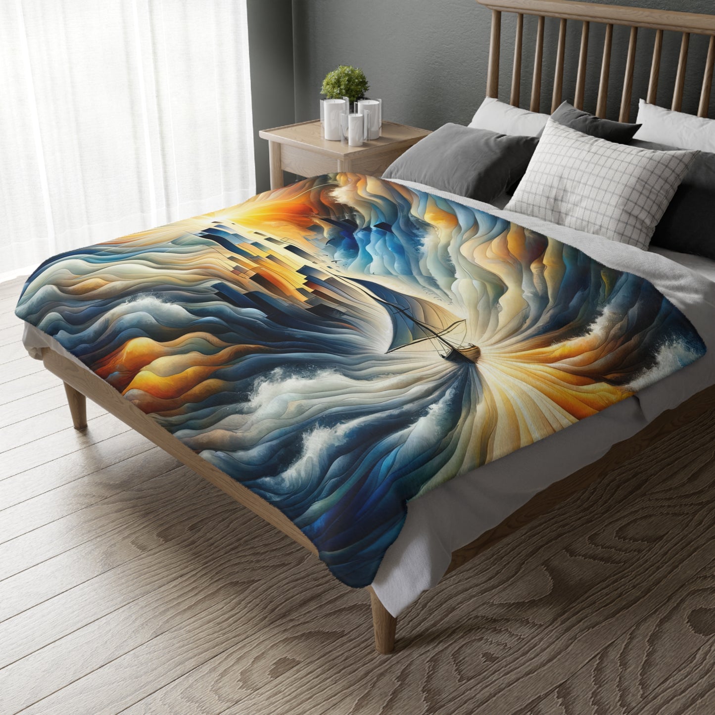 Beacon Sail Change Velveteen Microfiber Blanket (Two-sided print)