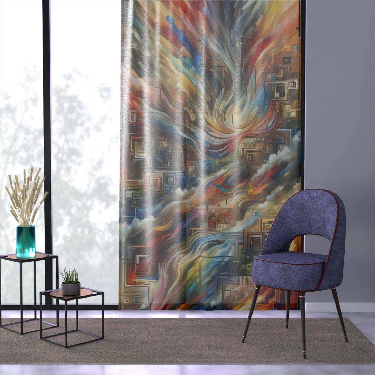 Woven Progress Tapestry Window Curtain