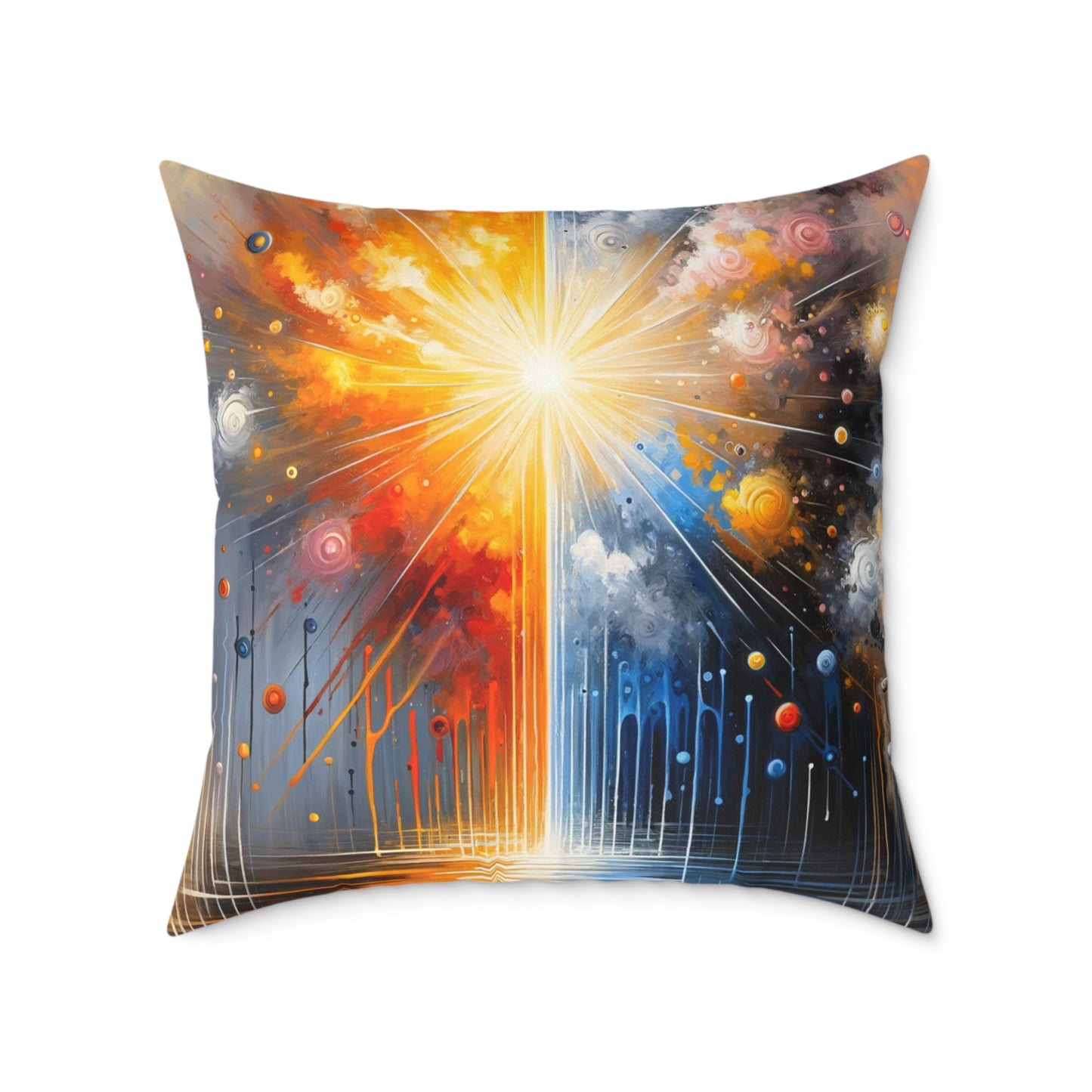 Luminous Abstract Tachism Spun Polyester Pillow
