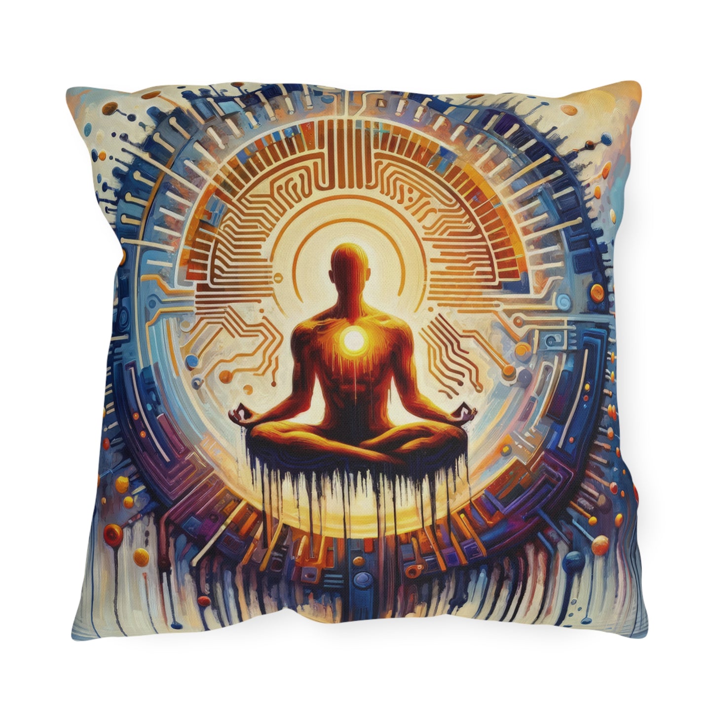 Meditative Technological Fusion Outdoor Pillows