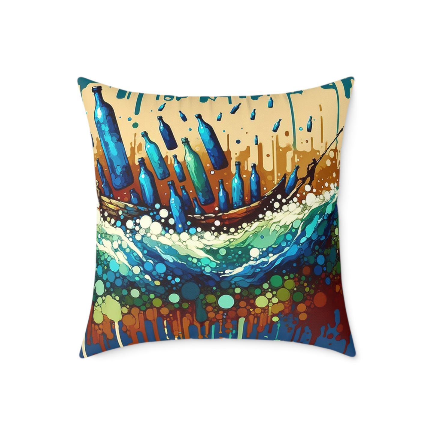 Oceanic Bottle Rescue Spun Polyester Pillow