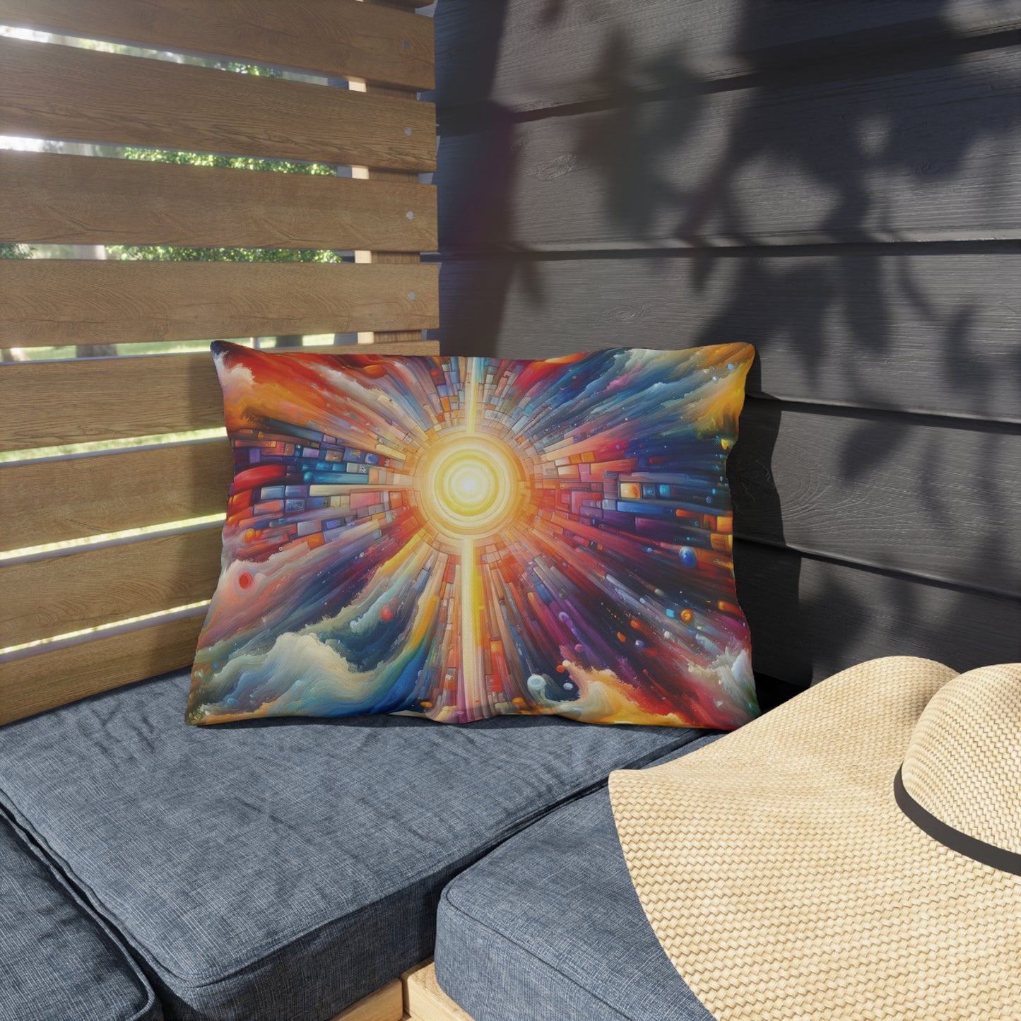 Kaleidoscopic Tachism Breath Outdoor Pillows