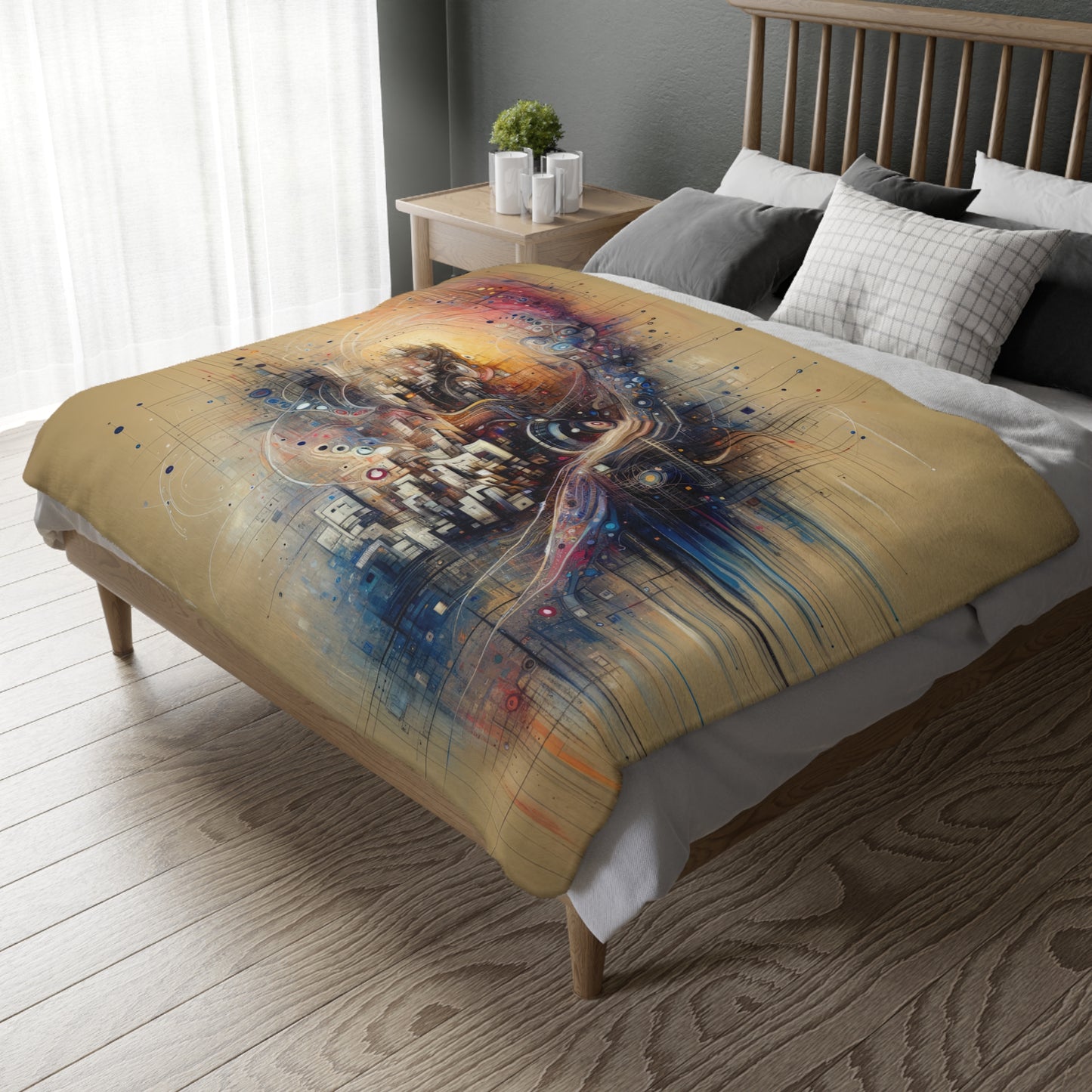 Digital Rhythmic Architecture Velveteen Microfiber Blanket (Two-sided print)
