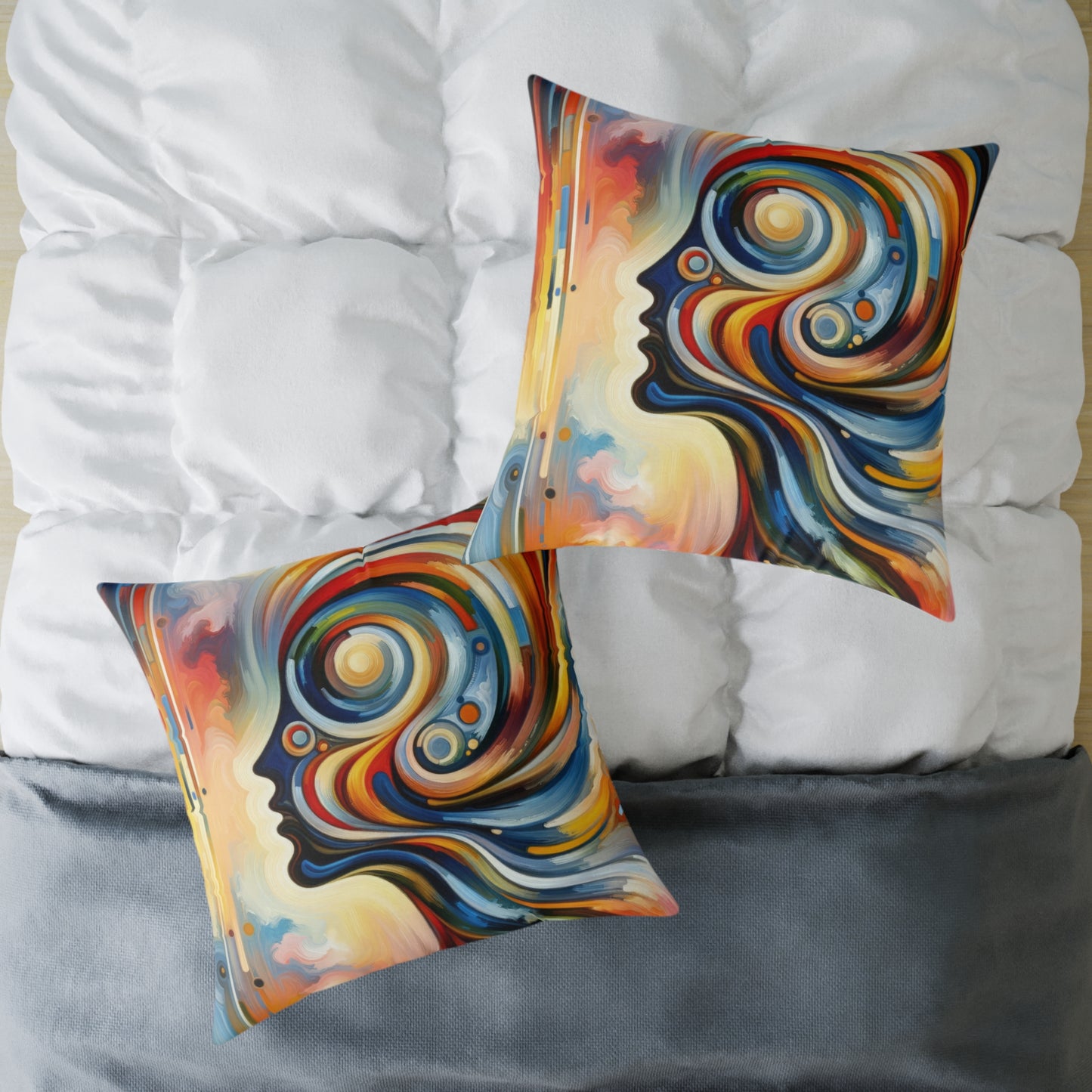 Transformative Harmonic Tachism Spun Polyester Pillow