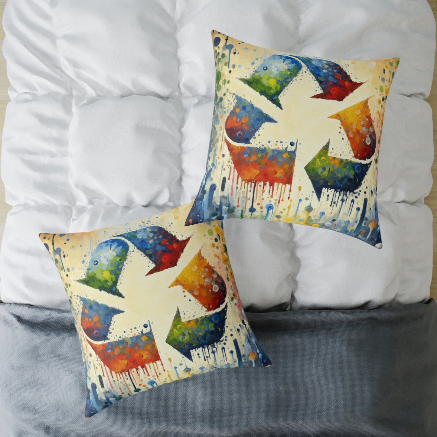 Sustainable Transformation Tachism Spun Polyester Pillow