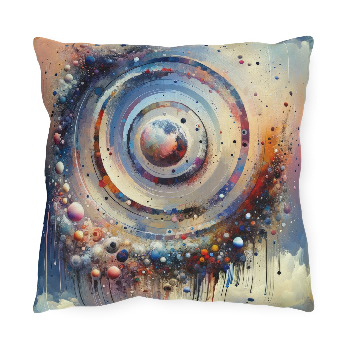 Conscious Rings Tachism Outdoor Pillows