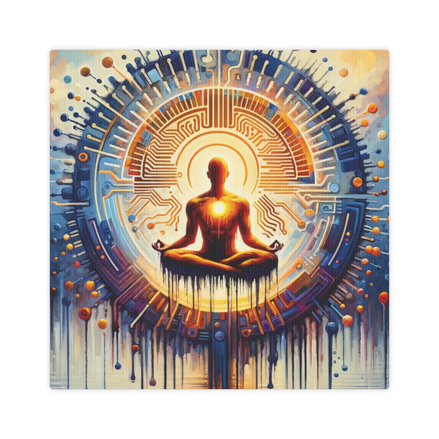 Meditative Technological Fusion Canvas Photo Tile