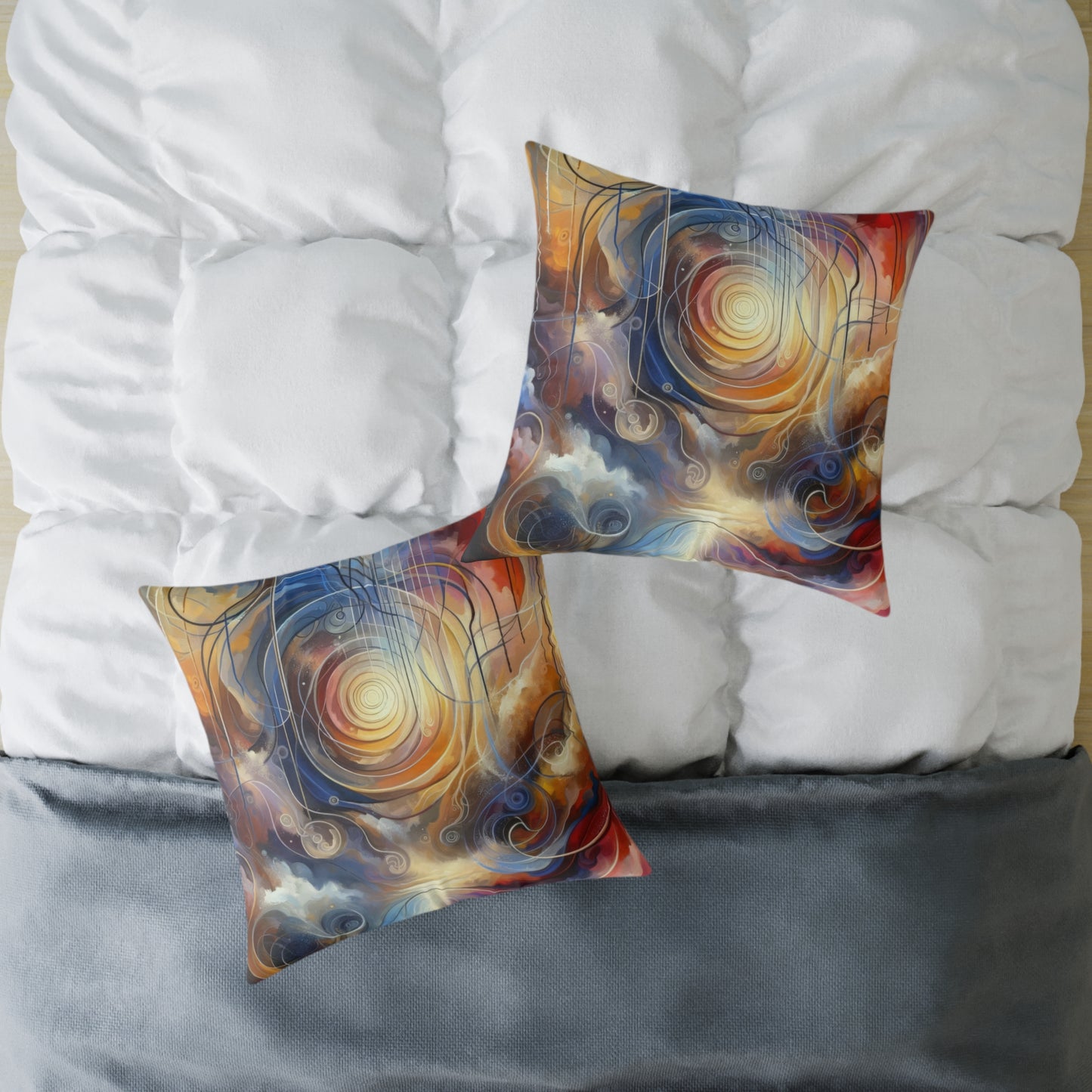 Presence Anchored Tachism Spun Polyester Pillow