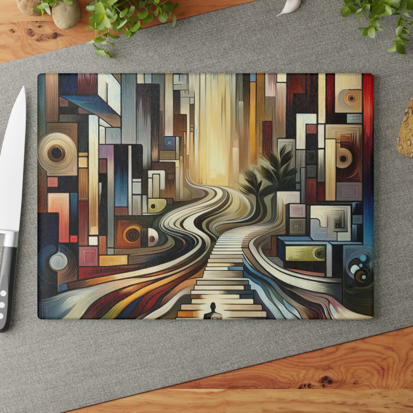 Relatable Journey Abstraction Glass Cutting Board