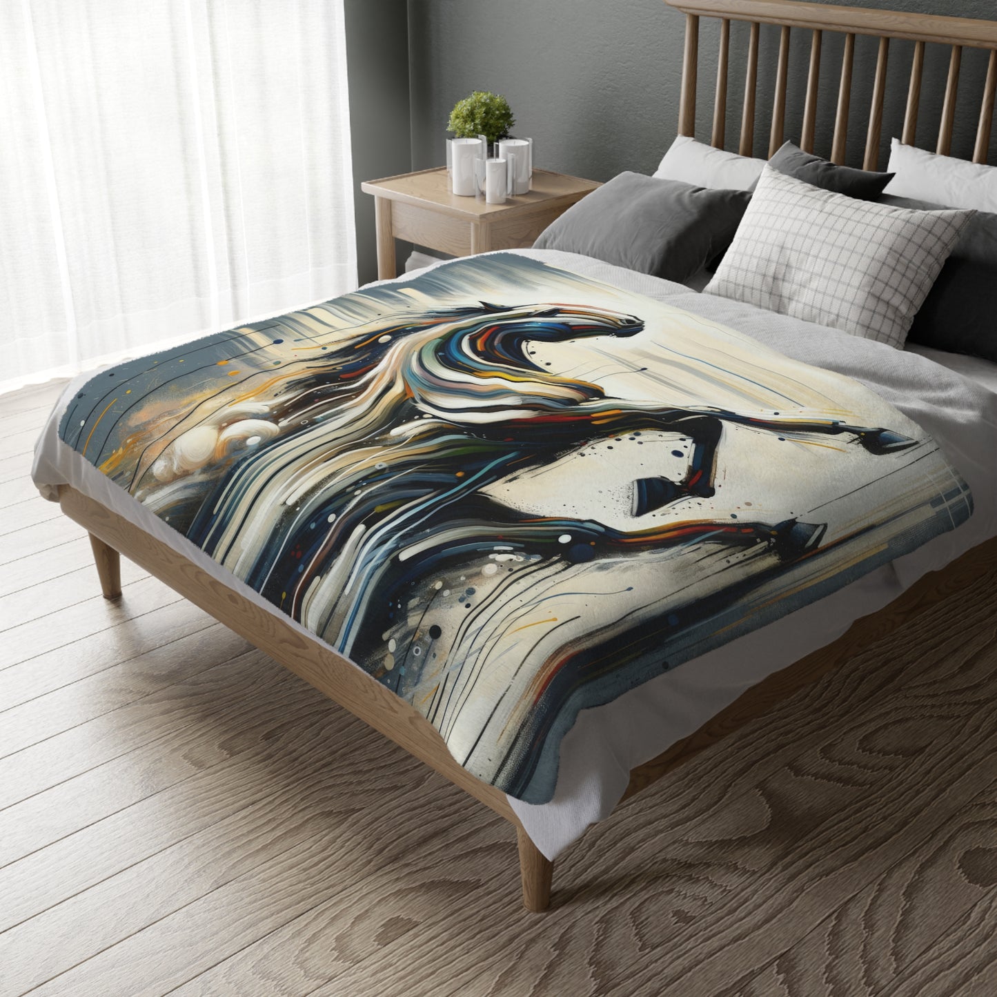 Hyperlinked Horsepower Gallop Velveteen Microfiber Blanket (Two-sided print)