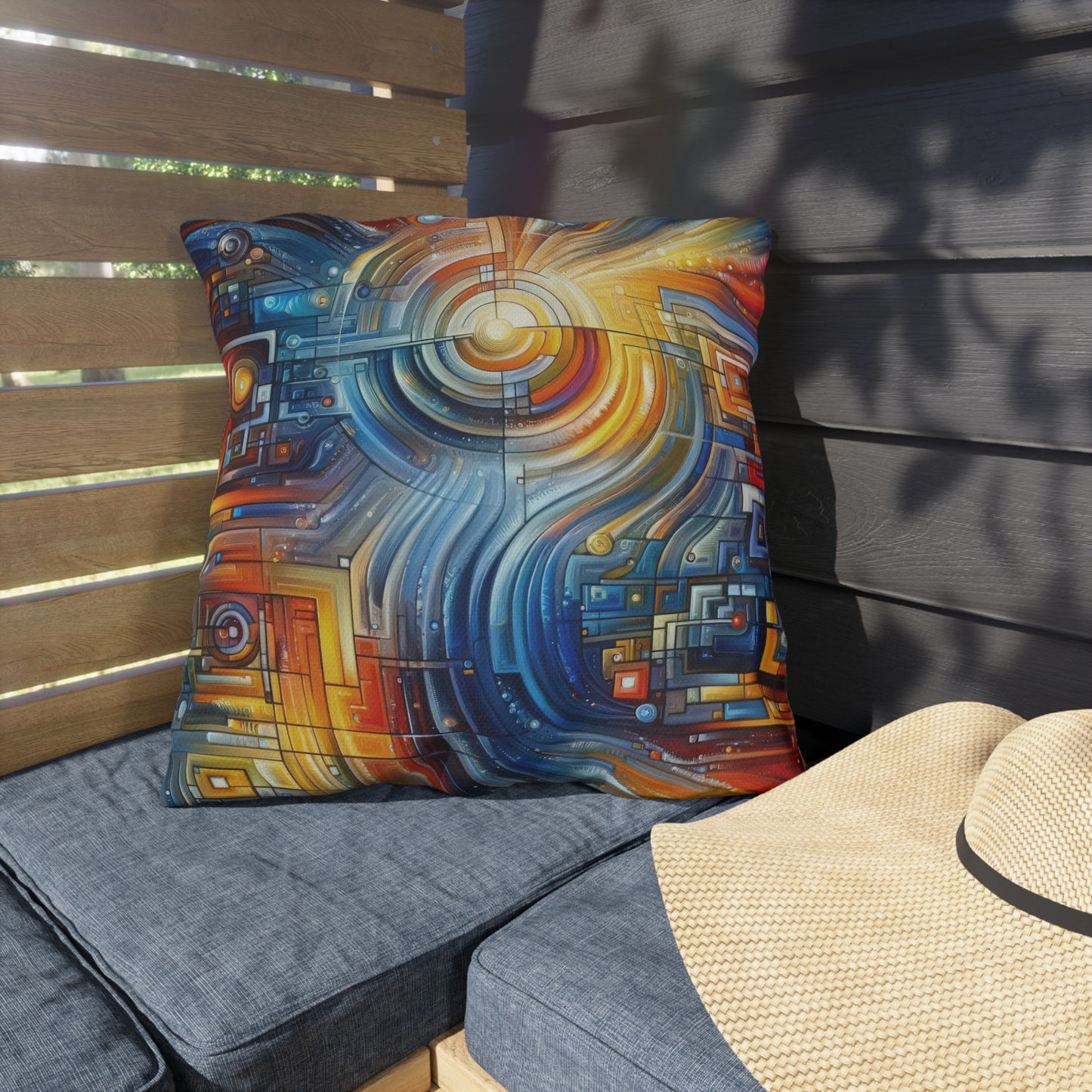 Digital Tachism Connectivity Outdoor Pillows