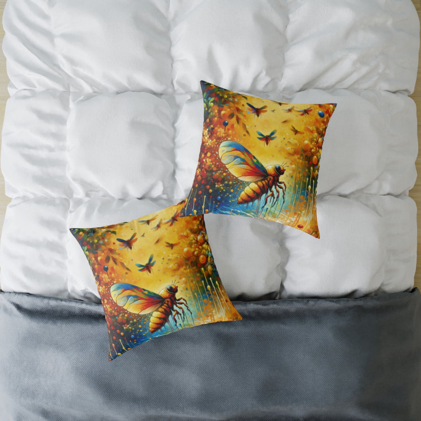 Seasonal Cicada Vibrance Spun Polyester Pillow