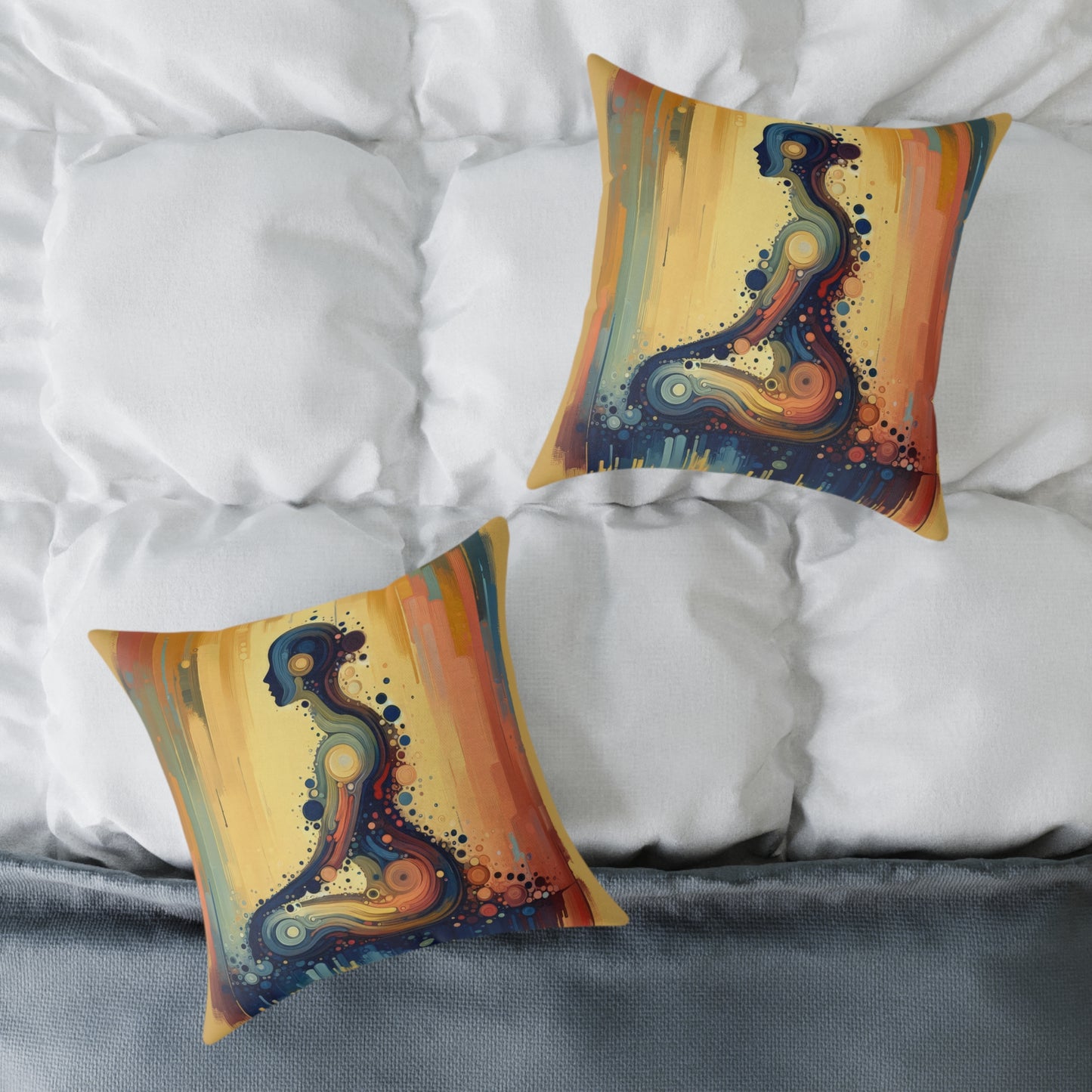 Patience Essence Tachism Spun Polyester Pillow