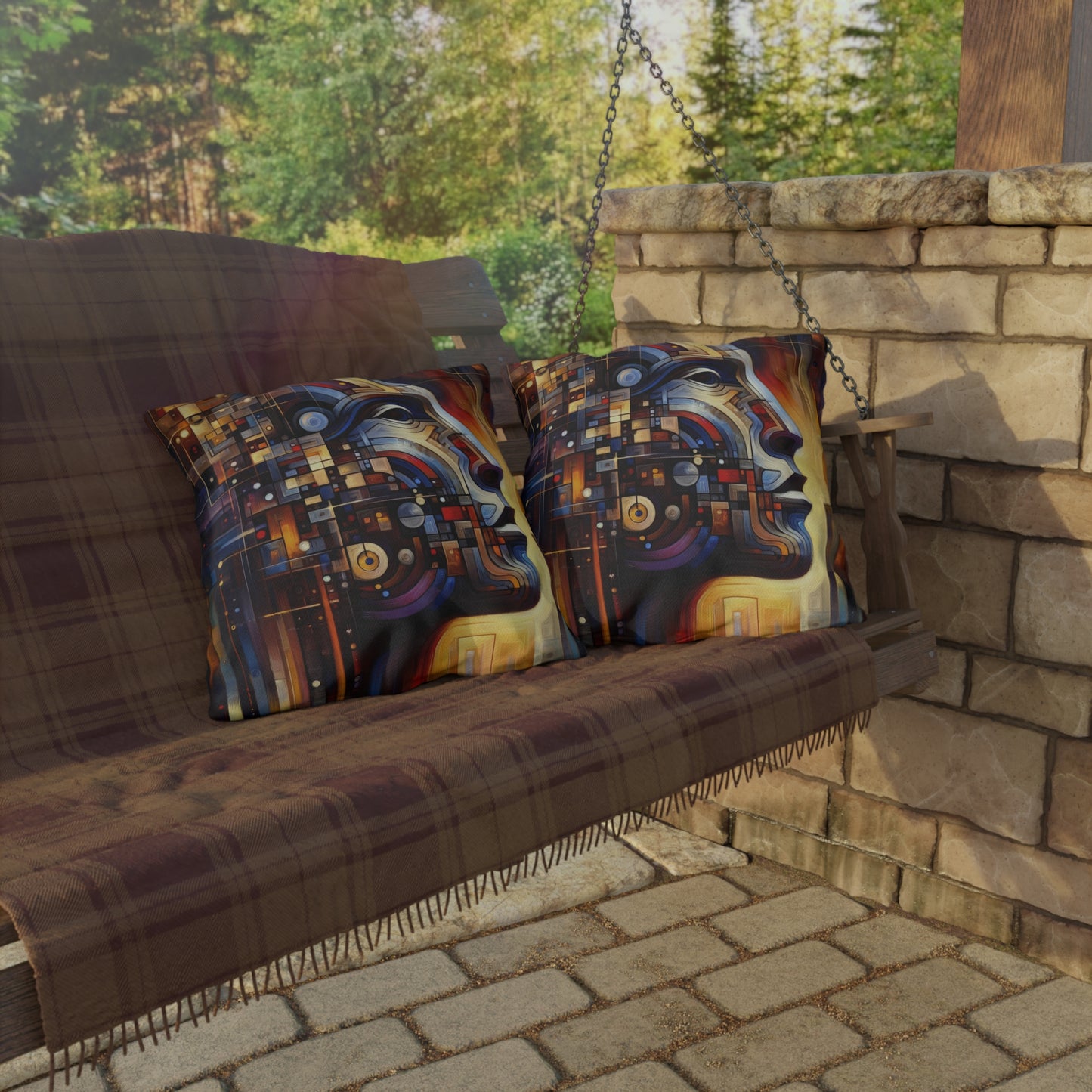 Reflective Tachism Shield Outdoor Pillows