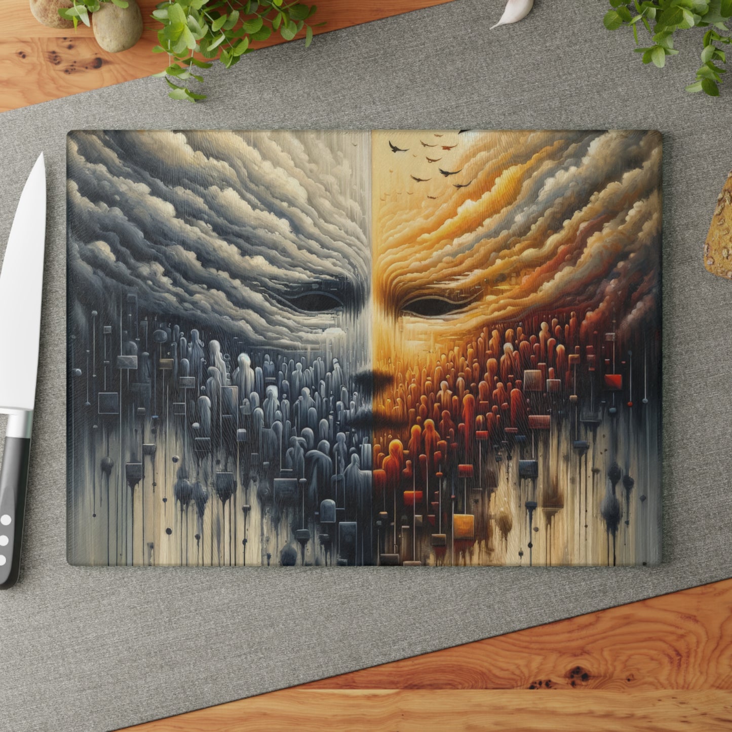 Subdued Revolutionary Currents Glass Cutting Board