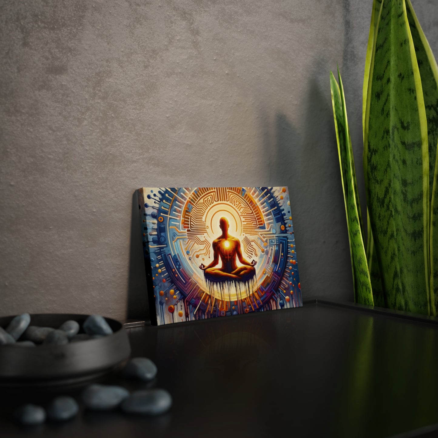 Meditative Technological Fusion Canvas Photo Tile