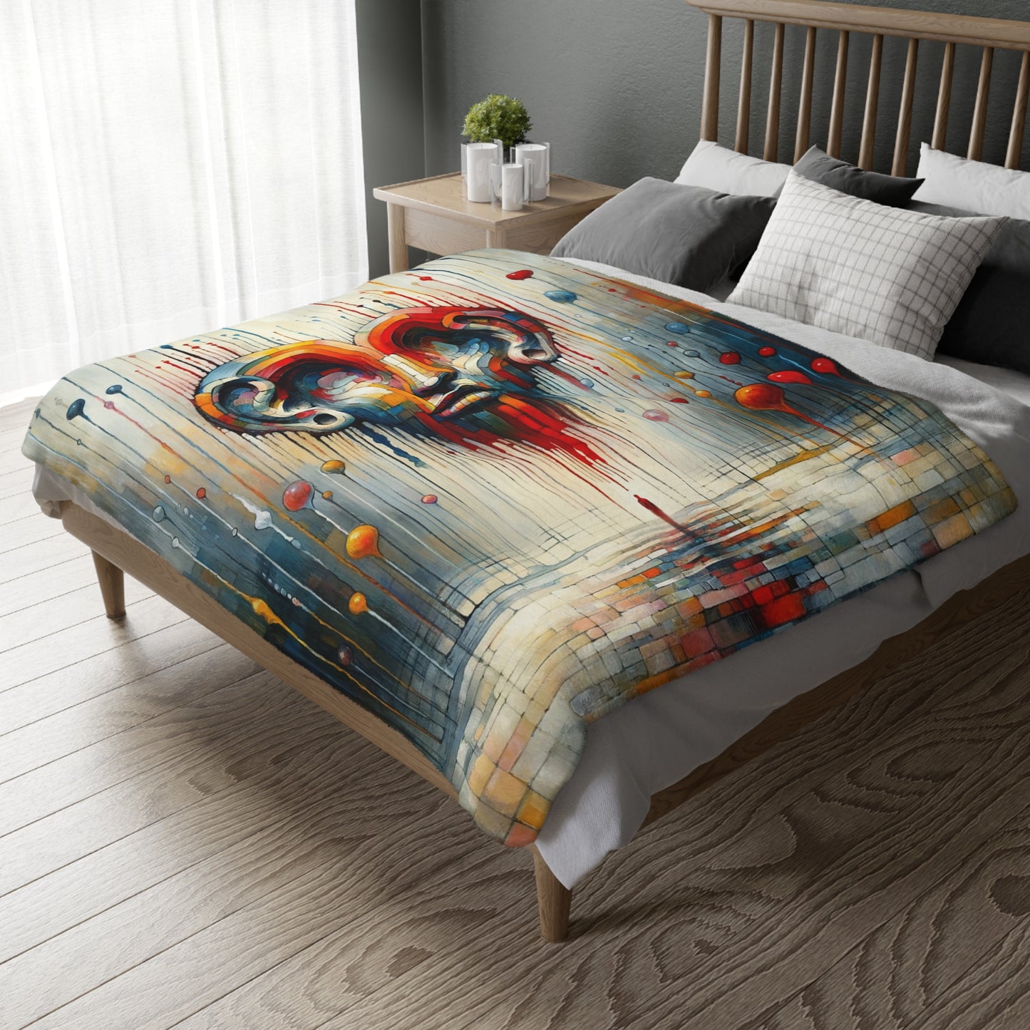 Ears Heart Expression Velveteen Microfiber Blanket (Two-sided print)