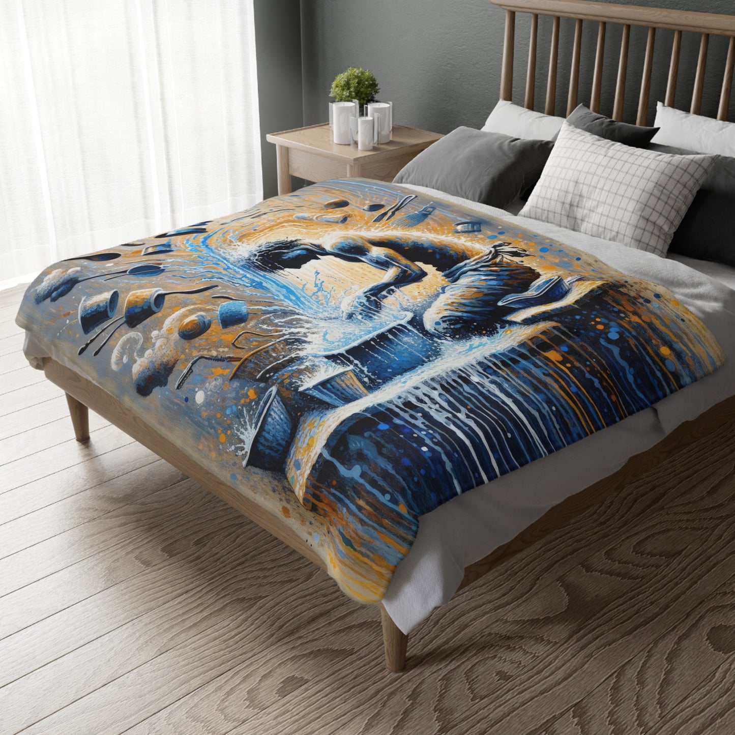 Meditative Kinetic Tachism Velveteen Microfiber Blanket (Two-sided print)