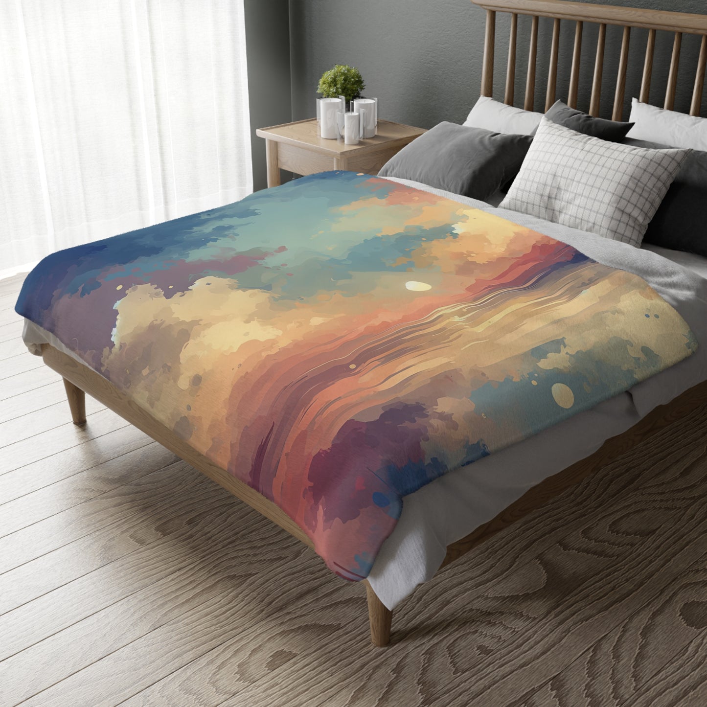 Dusky Sky Glow Velveteen Microfiber Blanket (Two-sided print)