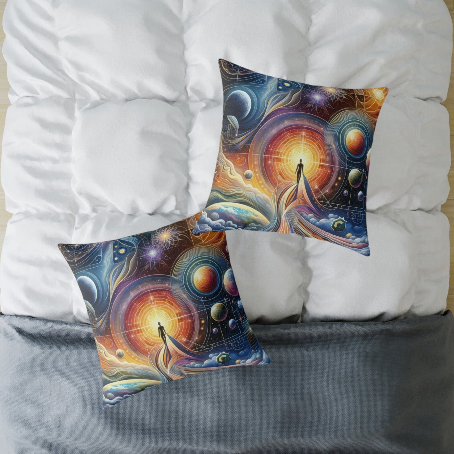 Unified Cosmic Alignment Spun Polyester Pillow