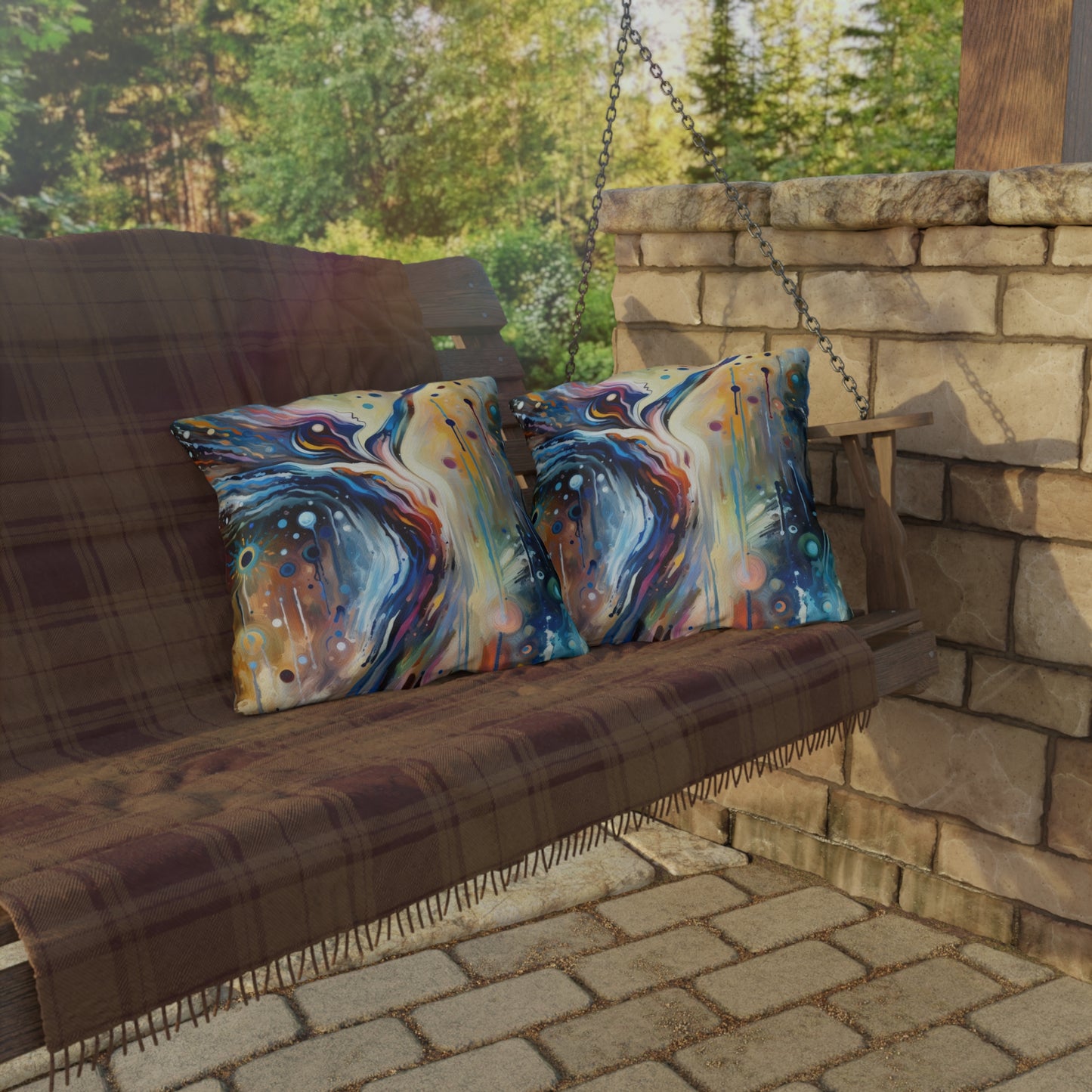 Journey Embrace Tachism Outdoor Pillows
