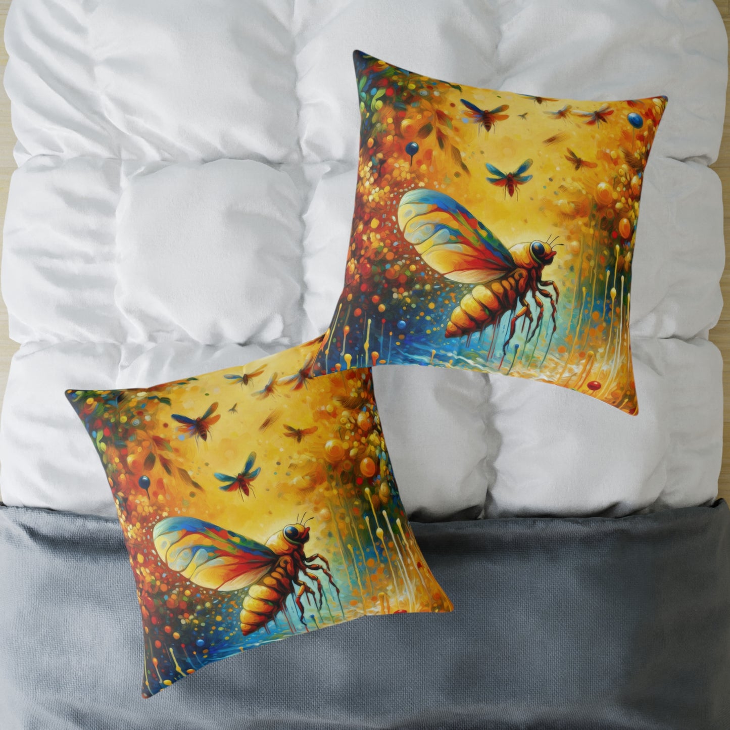 Seasonal Cicada Vibrance Spun Polyester Pillow