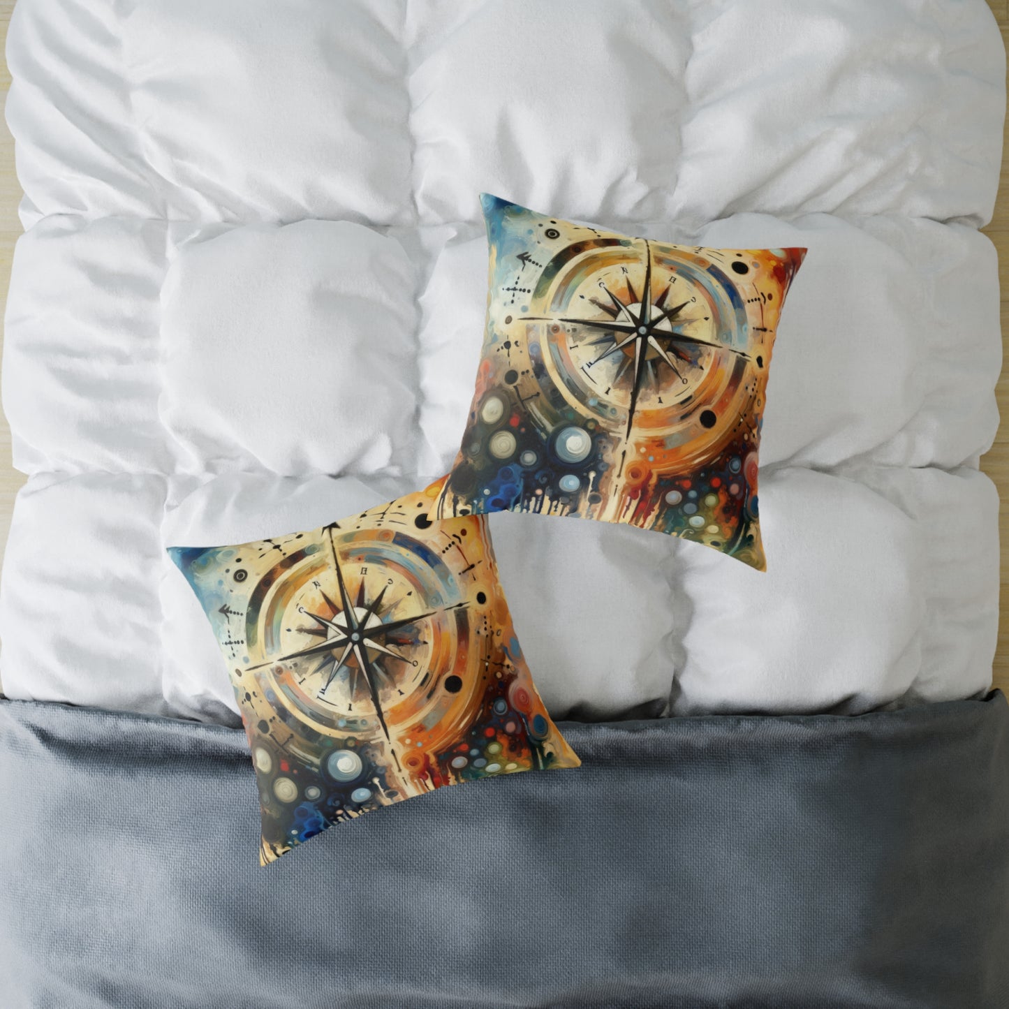 Guidance Abstract Compass Spun Polyester Pillow