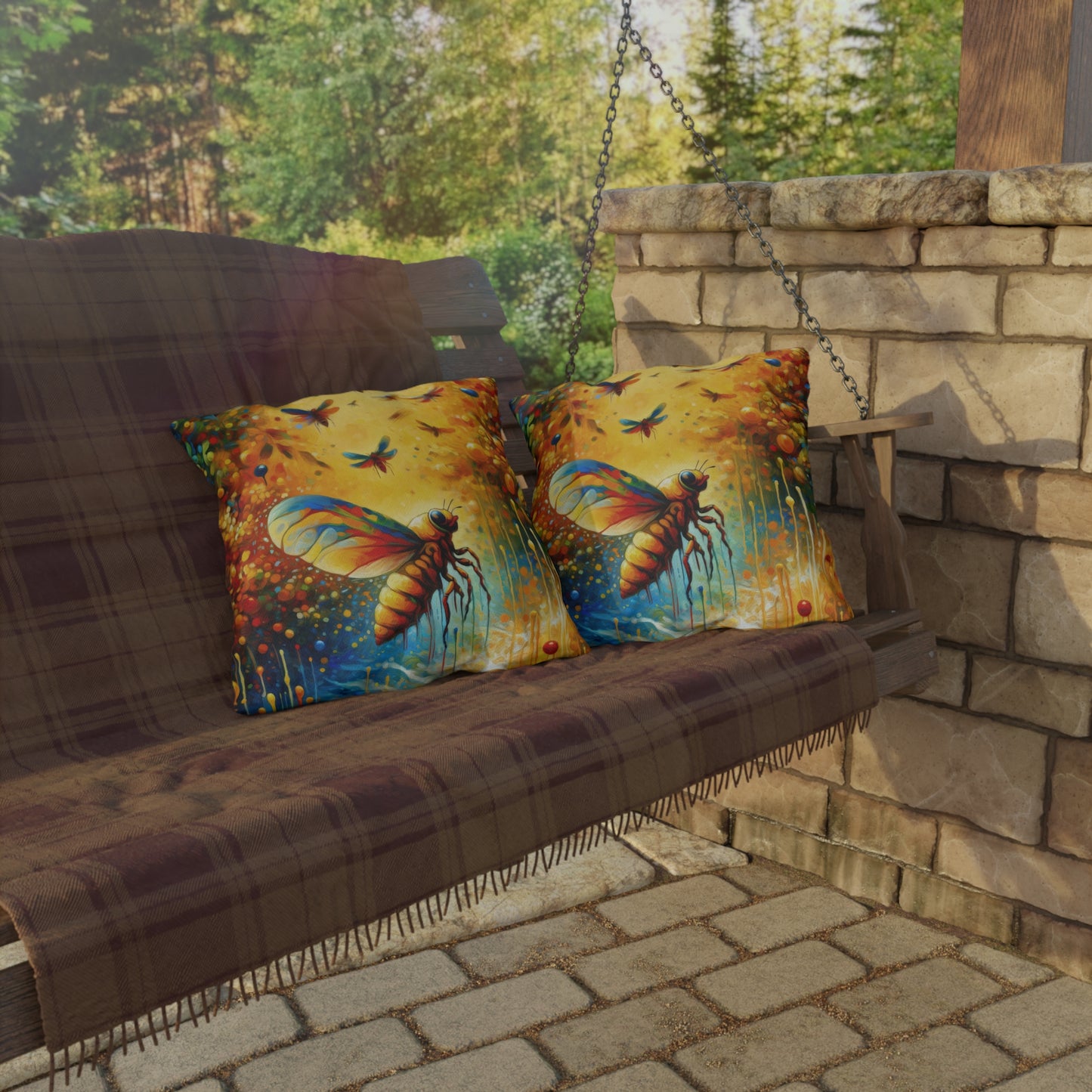 Seasonal Cicada Vibrance Outdoor Pillows