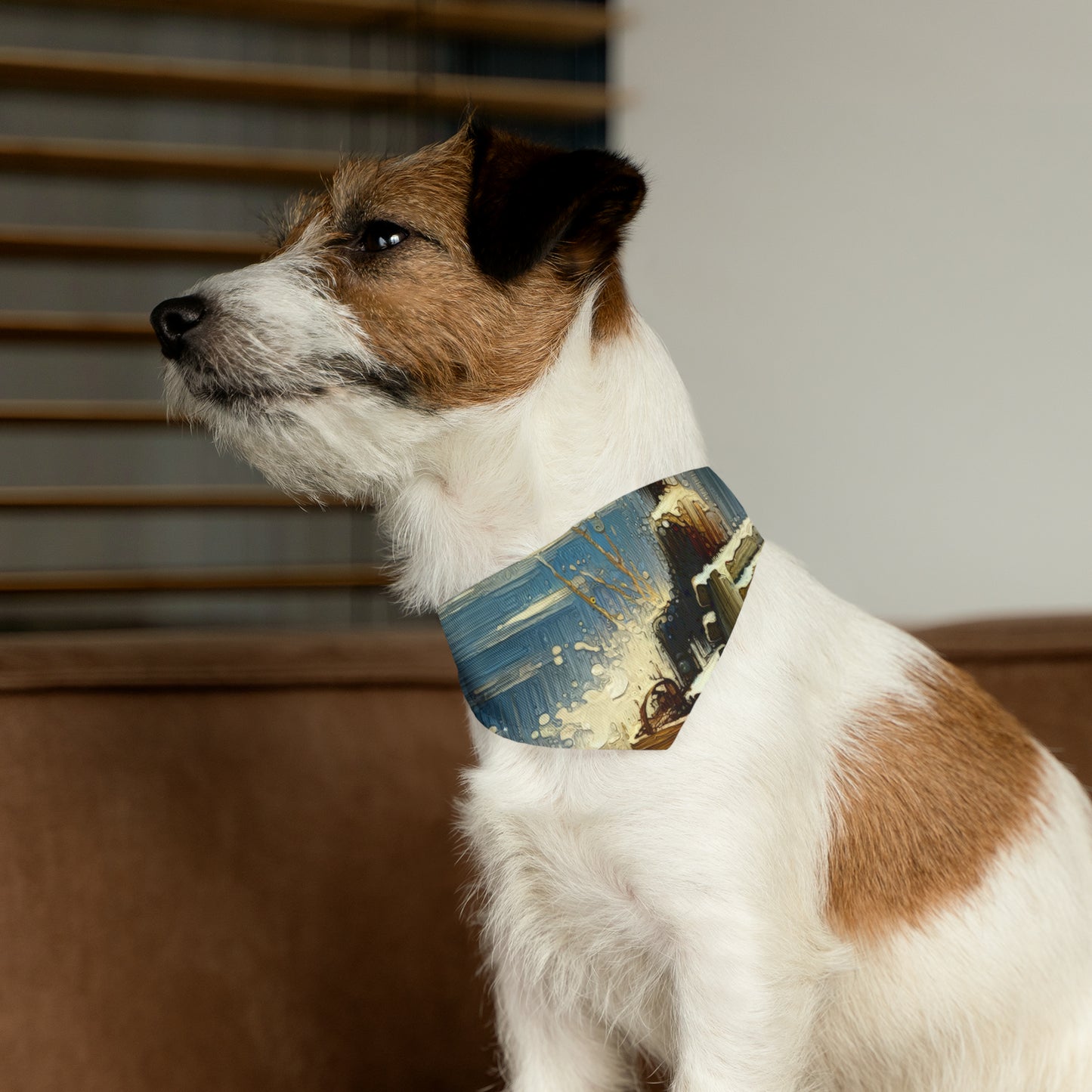 Seaside Solitude Tachism Pet Bandana Collar
