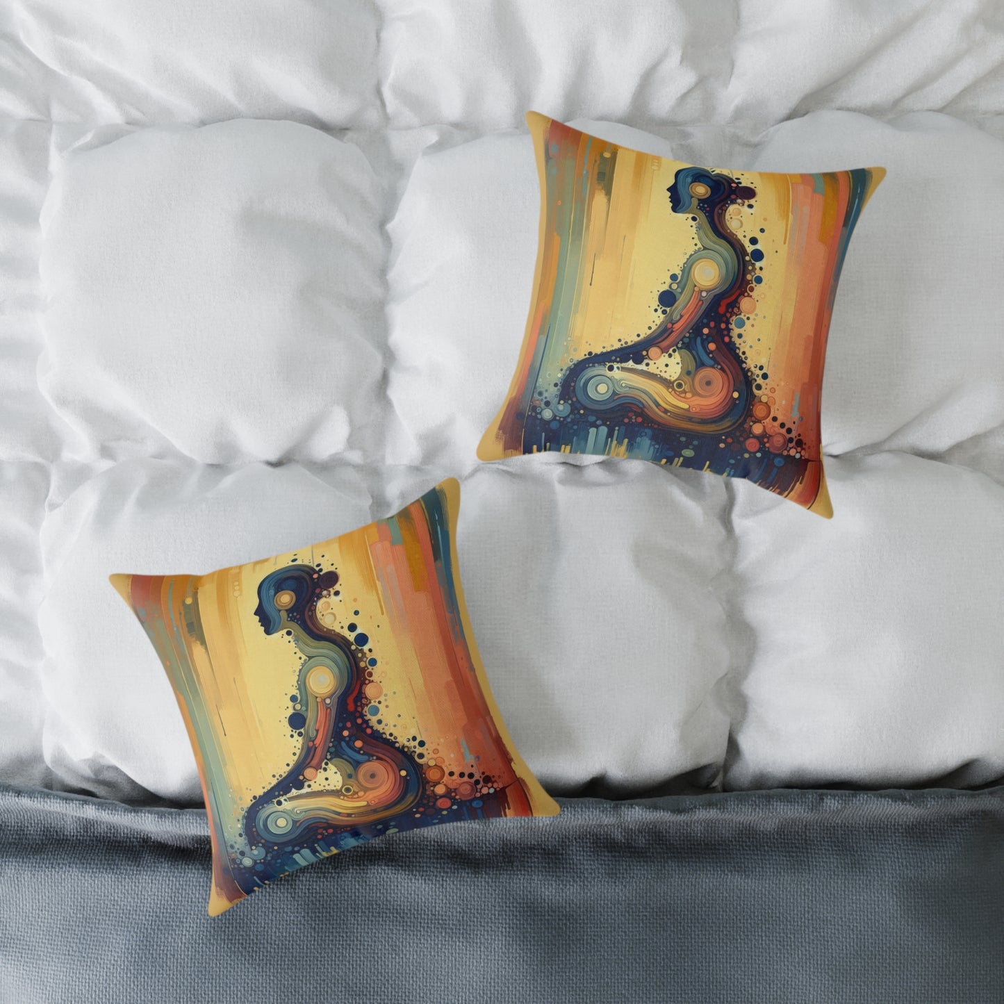 Patience Essence Tachism Spun Polyester Pillow