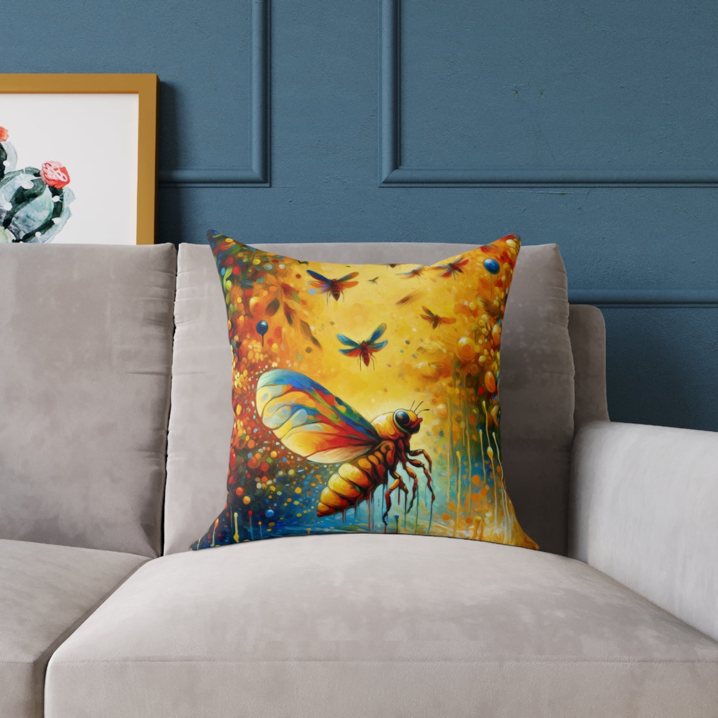 Seasonal Cicada Vibrance Spun Polyester Pillow