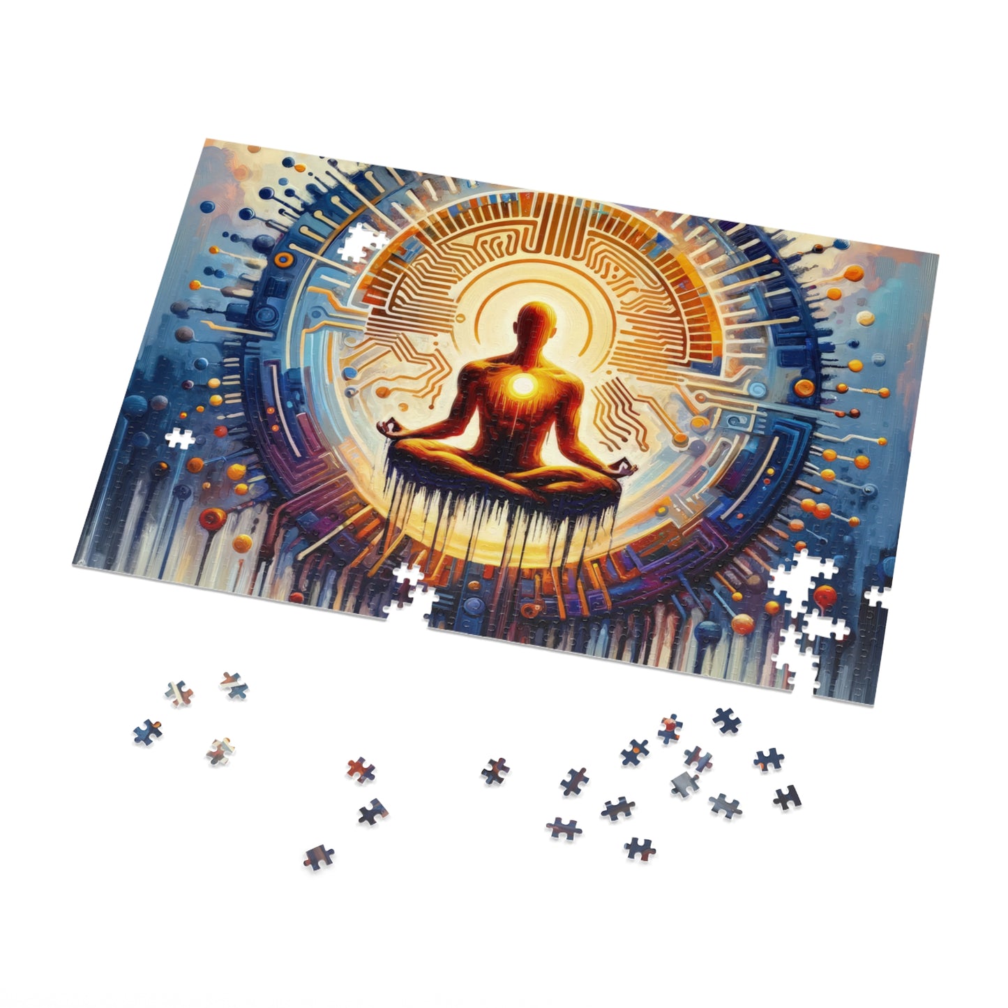Meditative Technological Fusion Jigsaw Puzzle (30, 110, 252, 500,1000-Piece)
