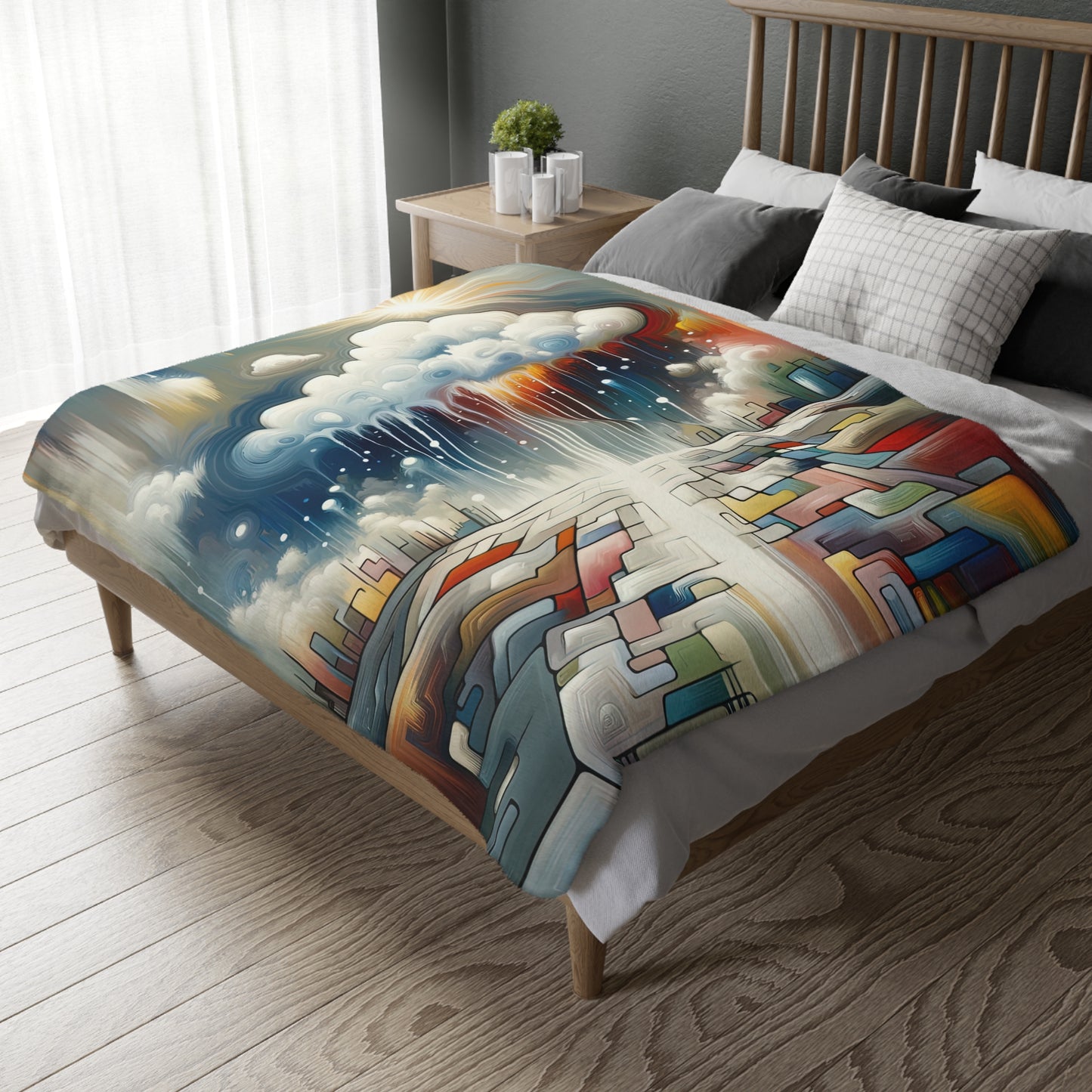 Grounding Silver Clouds Velveteen Microfiber Blanket (Two-sided print)