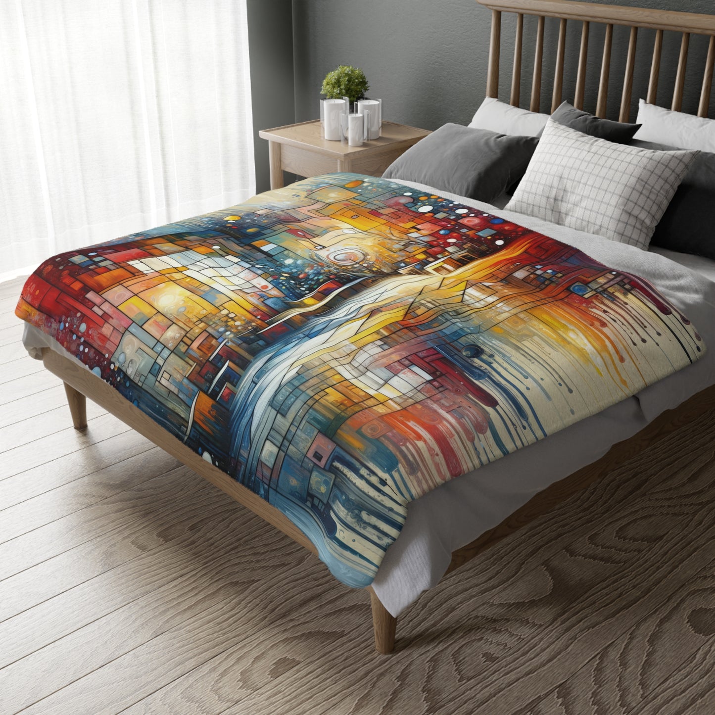 Reflective Habitation Art Velveteen Microfiber Blanket (Two-sided print)