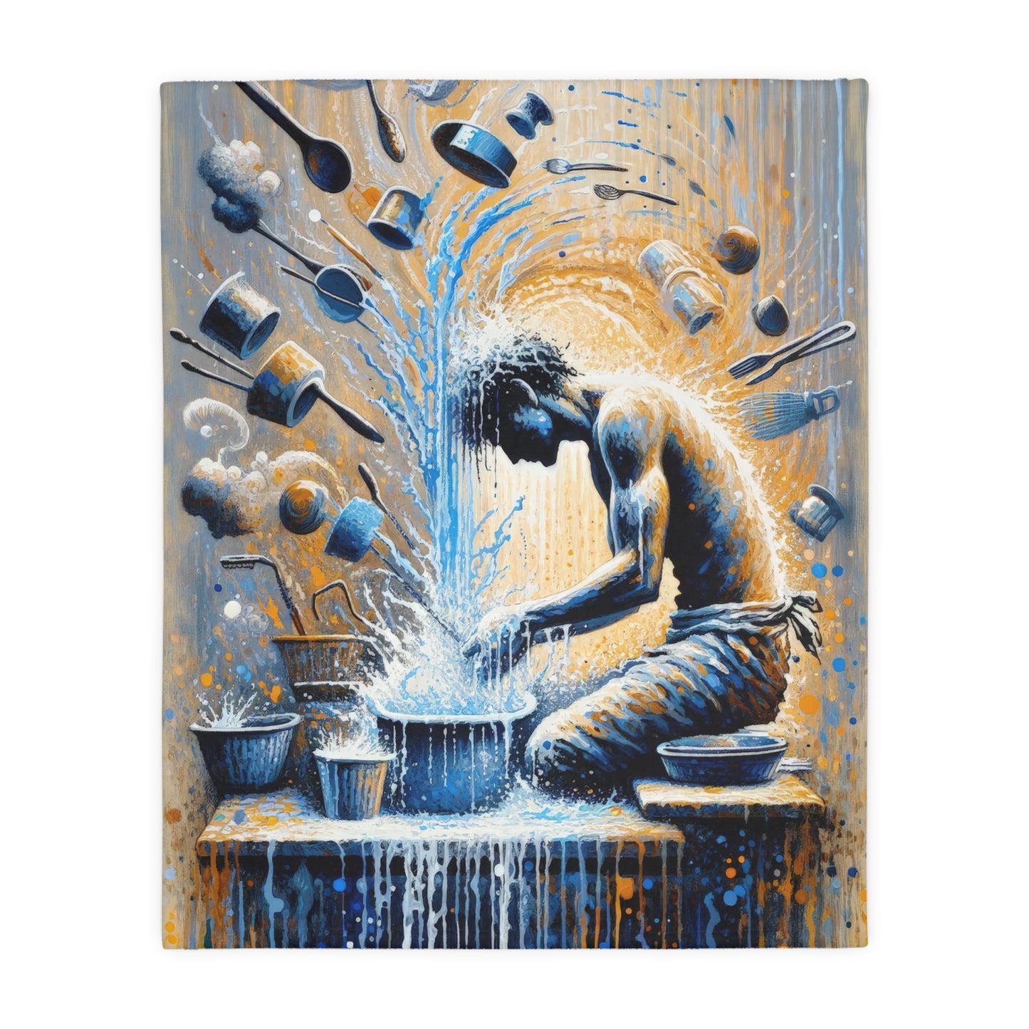 Meditative Kinetic Tachism Velveteen Microfiber Blanket (Two-sided print)