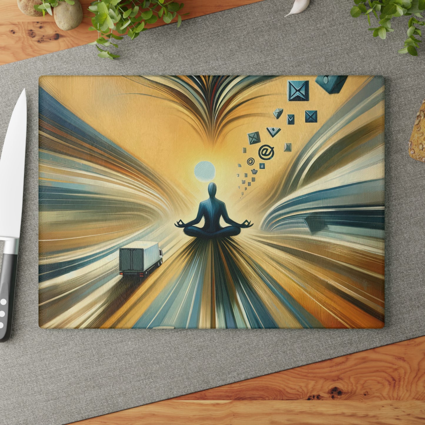 Meditative Commute Flow Glass Cutting Board