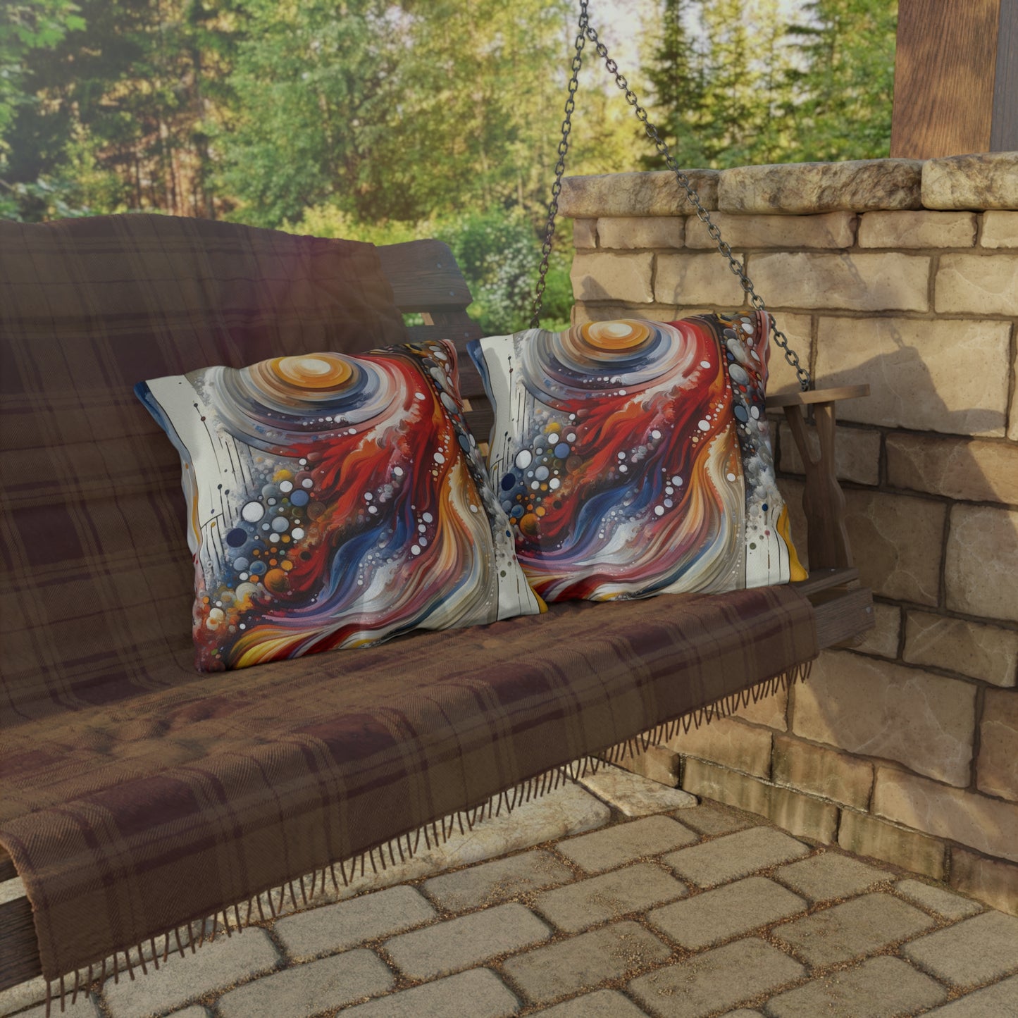 Harmonic Swirl Elegance Outdoor Pillows