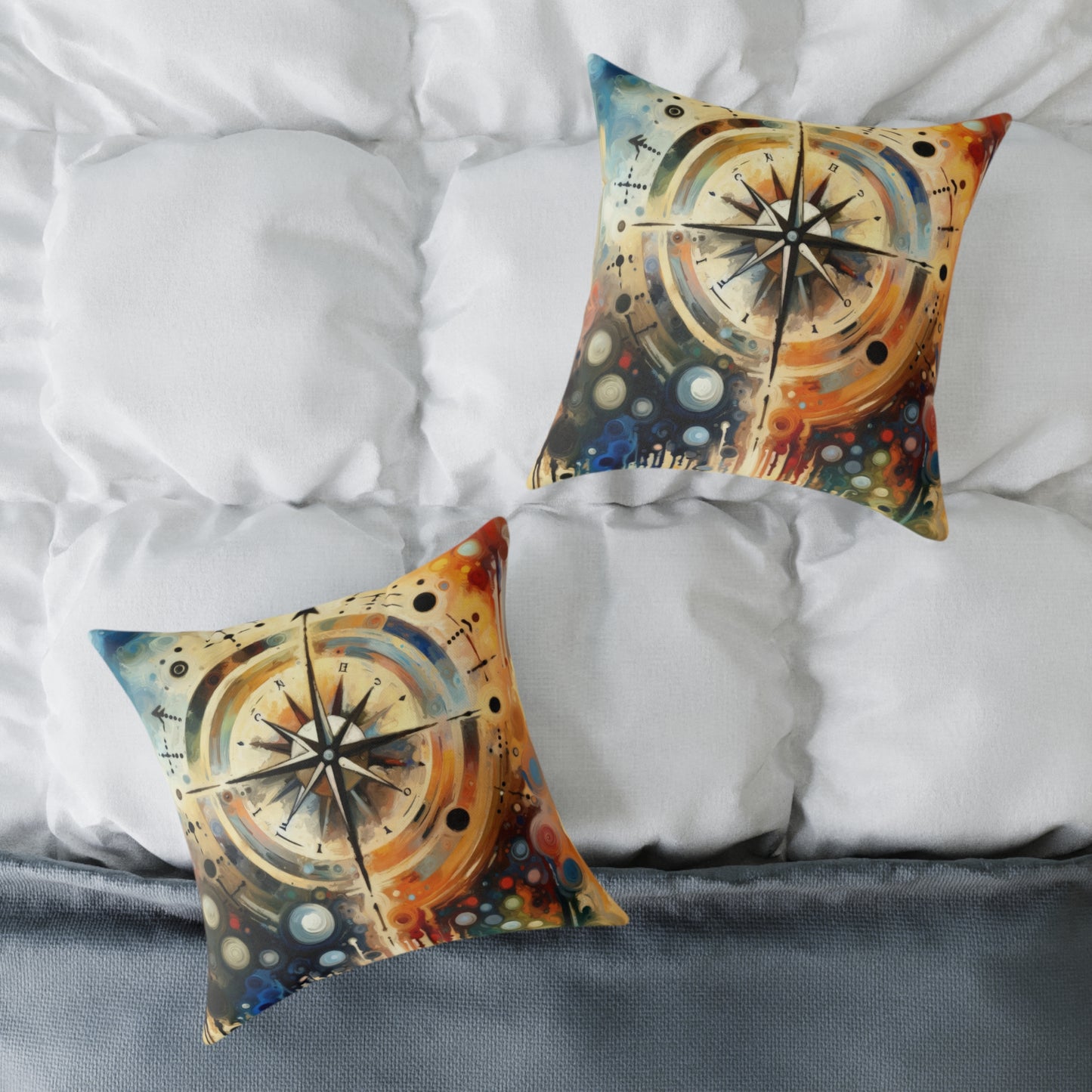 Guidance Abstract Compass Spun Polyester Pillow