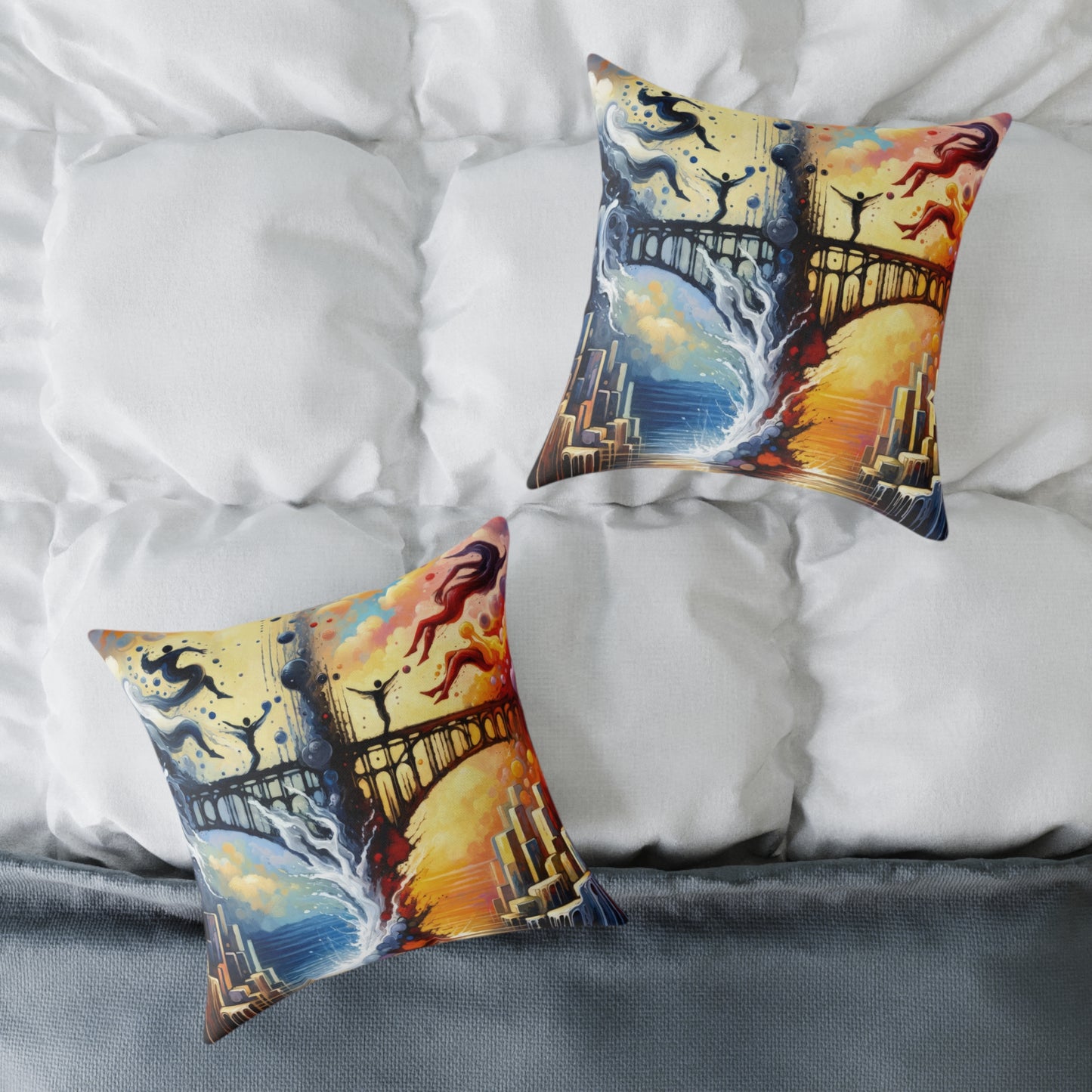 Faithful Diving Bridges Spun Polyester Pillow
