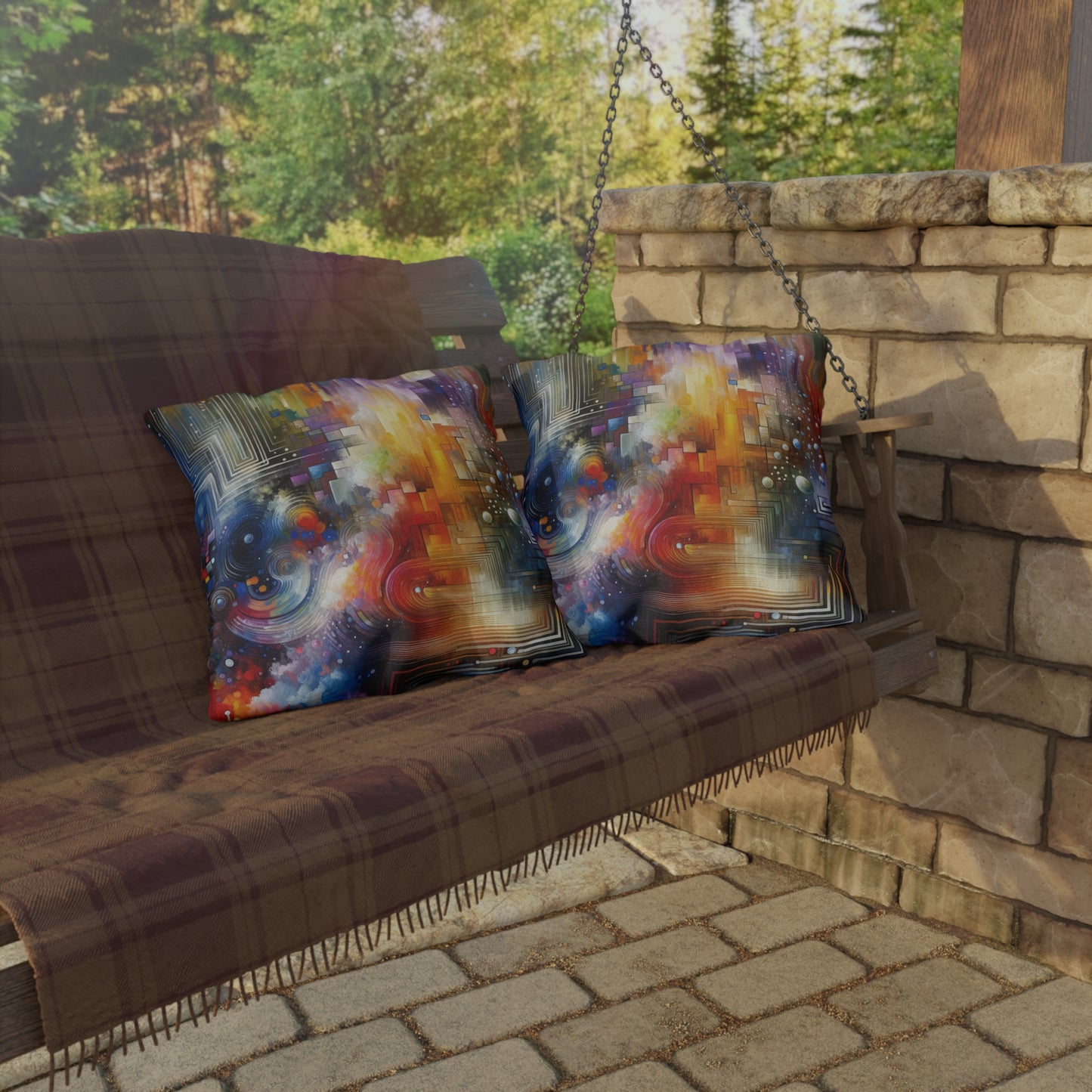 Abstract Technicolor Synthesis Outdoor Pillows
