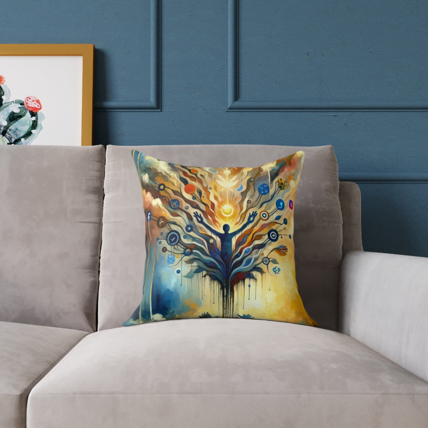 Reflective Digital Meditation Spun Polyester Pillow