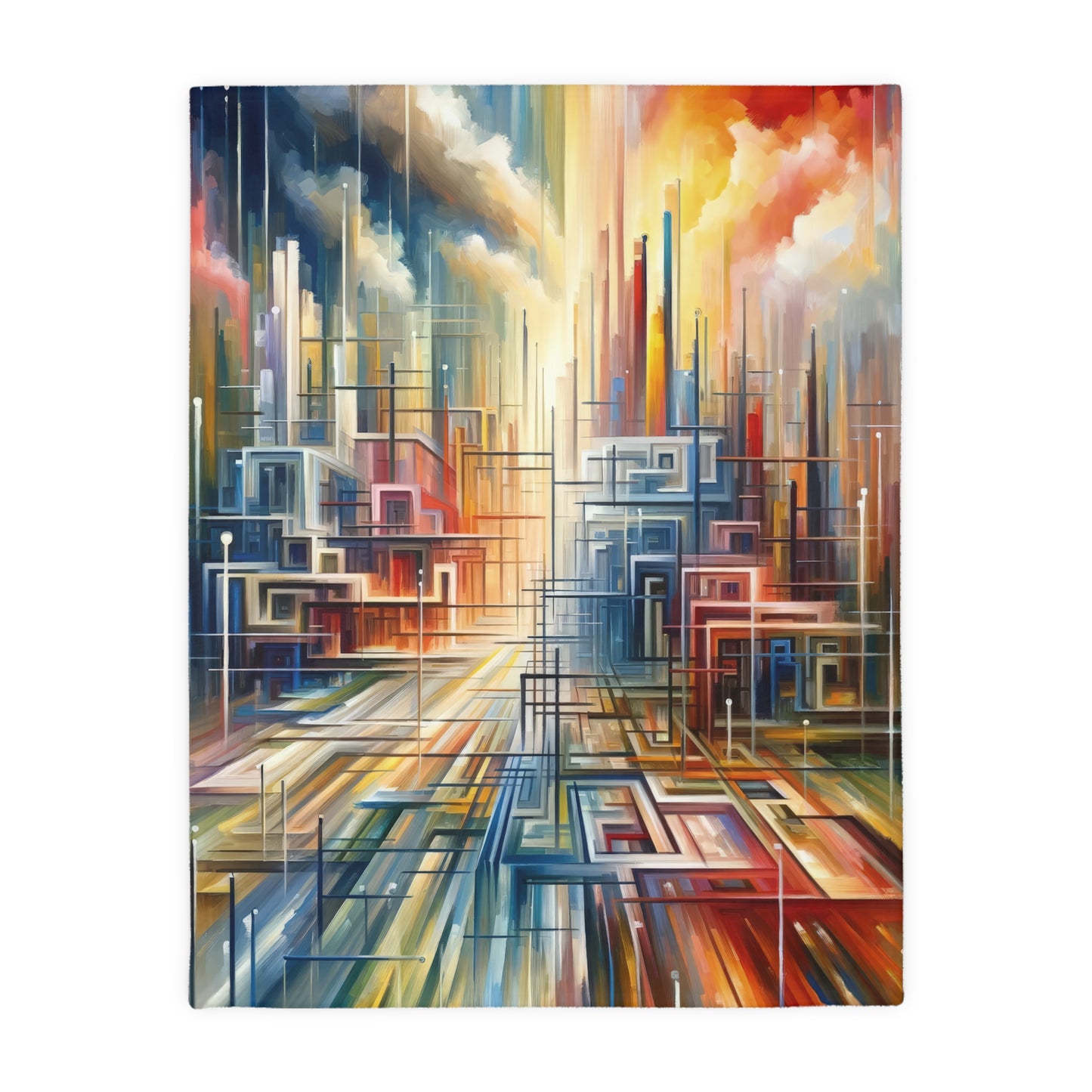 Urban Flow Interconnectedness Velveteen Microfiber Blanket (Two-sided print)