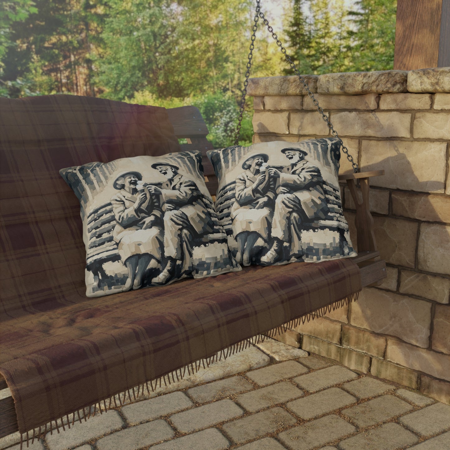 Joyful Companionship Serenity Outdoor Pillows