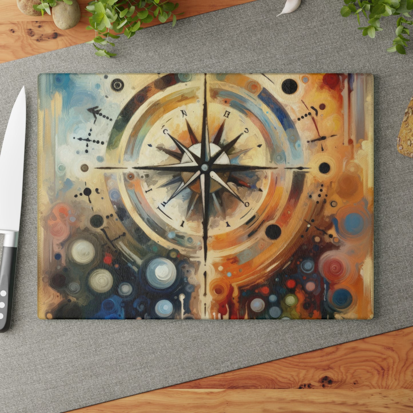 Guidance Abstract Compass Glass Cutting Board