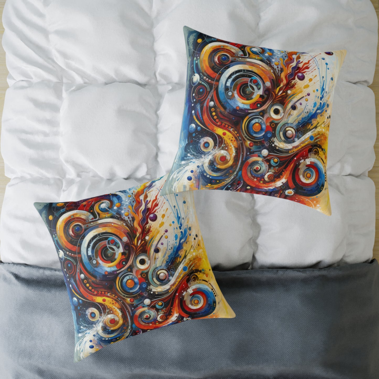 Harmonic Abstract Synergy Spun Polyester Pillow
