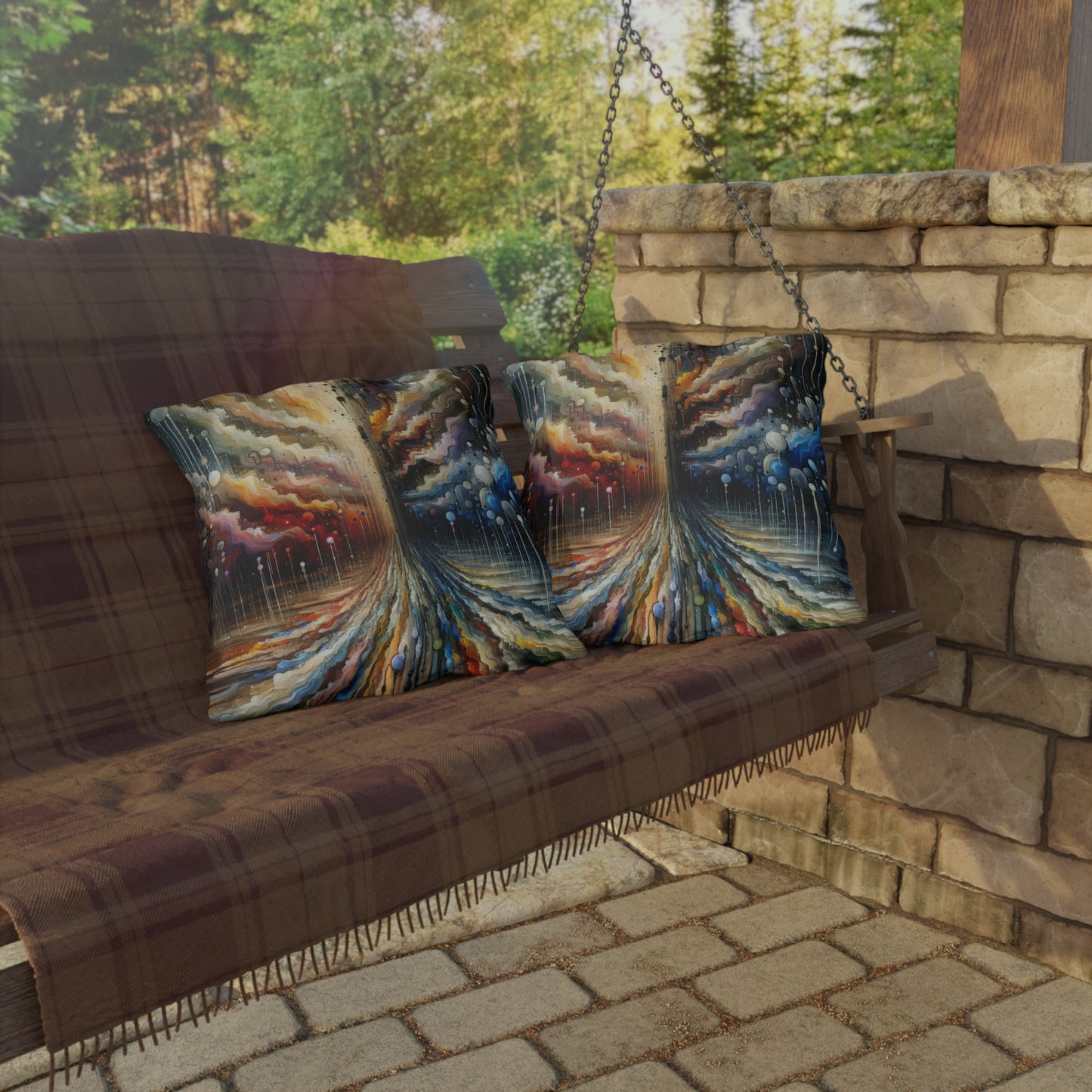Linguistic Resonance Cascade Outdoor Pillows