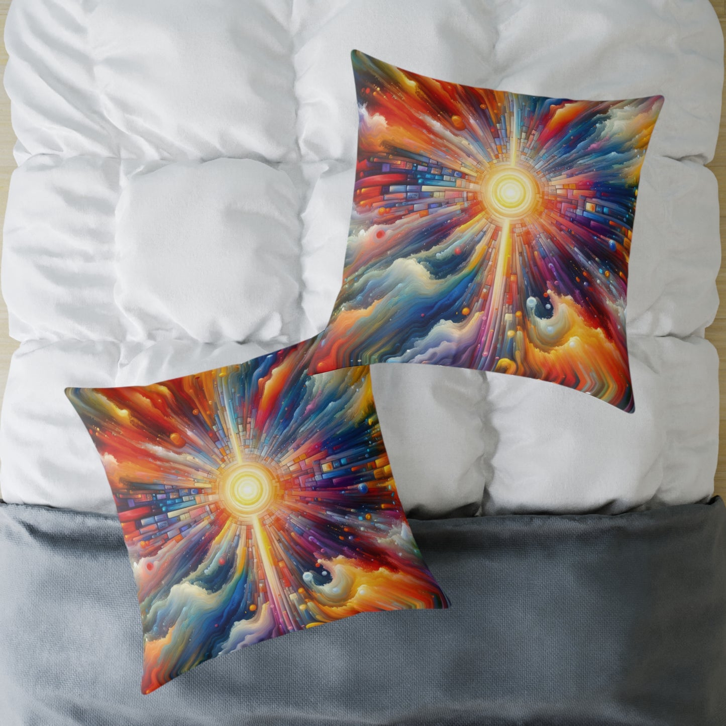 Kaleidoscopic Tachism Breath Spun Polyester Pillow